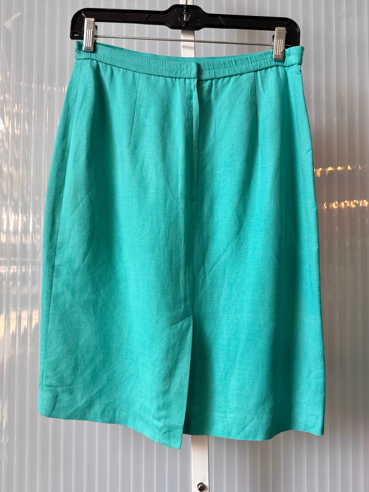 1990s Blue & Green Top & Skirt Suit Set