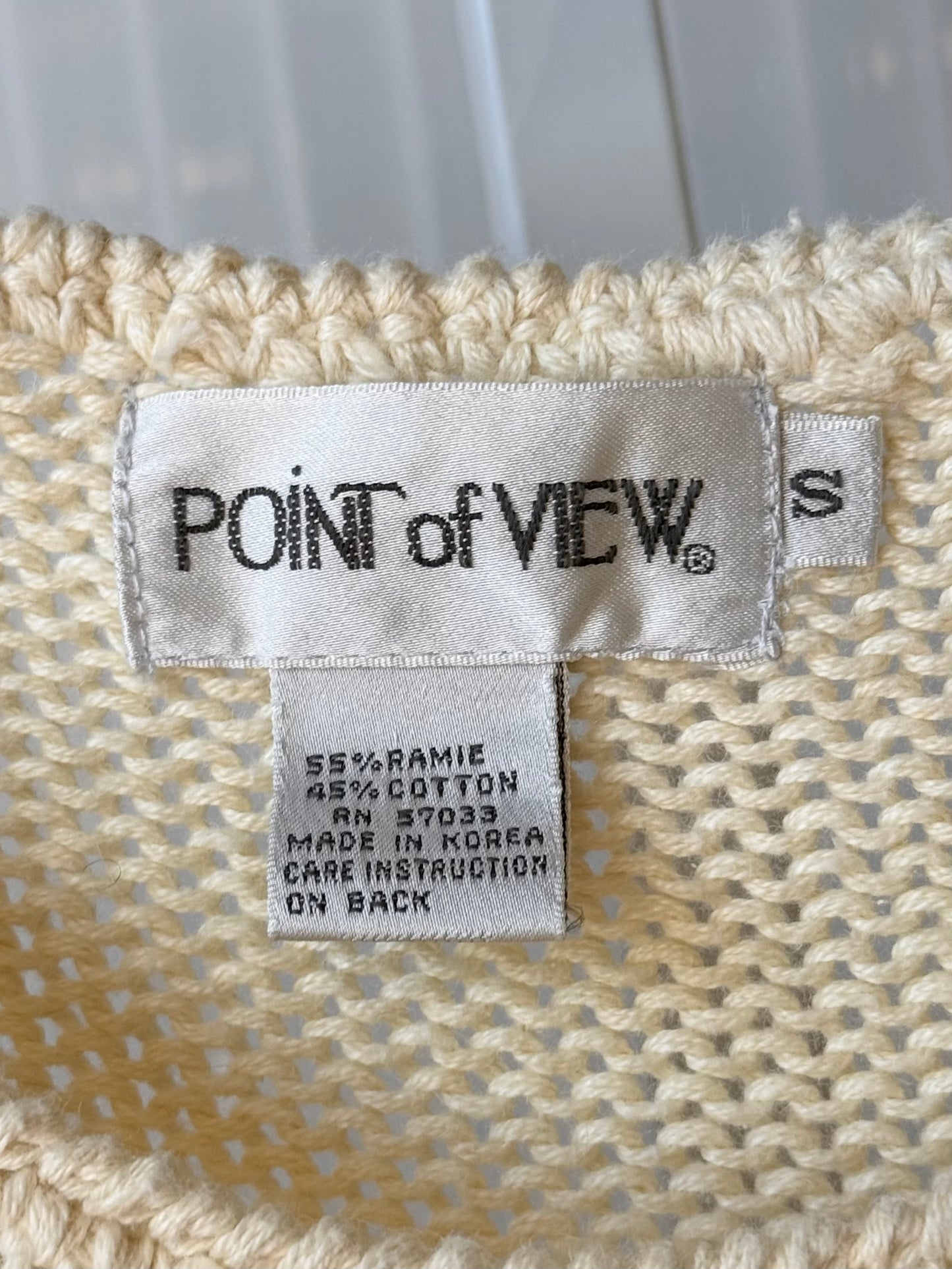1980s Cream Chunky Knit Sweater Vest w/ Pastel Design