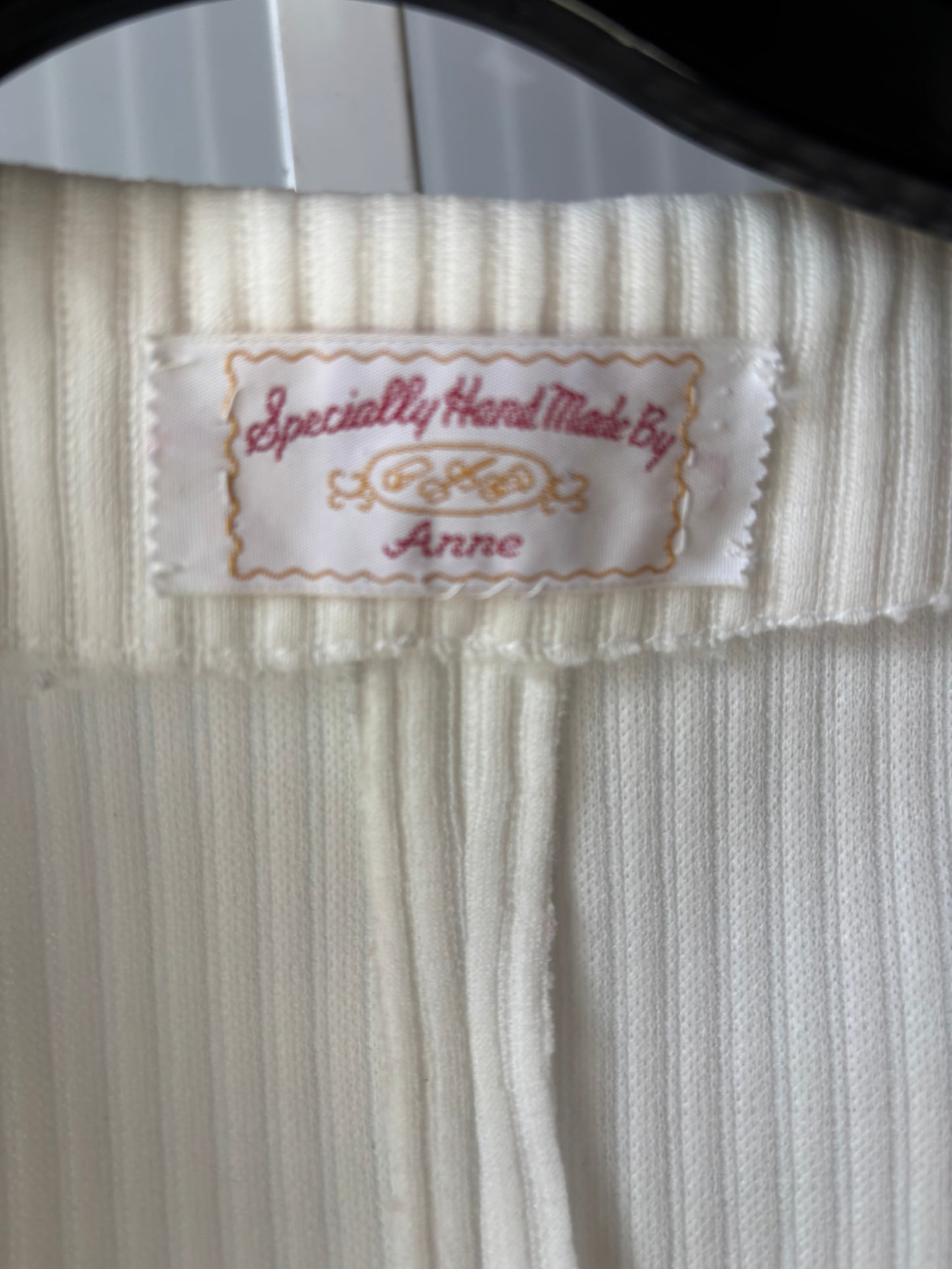 1970s White Ribbed Vest & Bellbottom Pants Set
