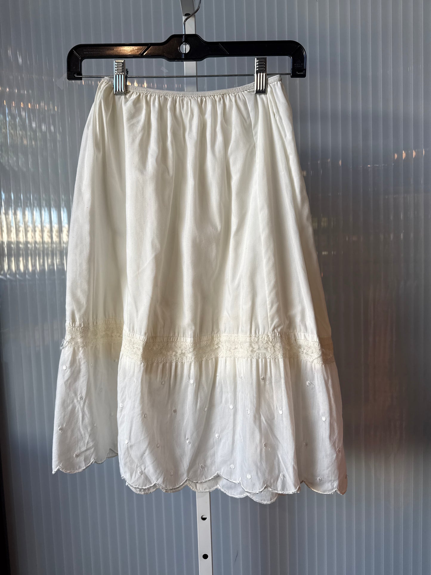 1970s Embroidered White Skirt Slip