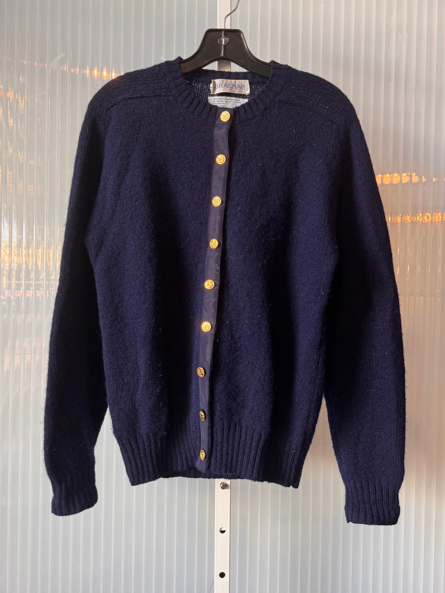 1950s Navy Blue Wool Knit Cardigan