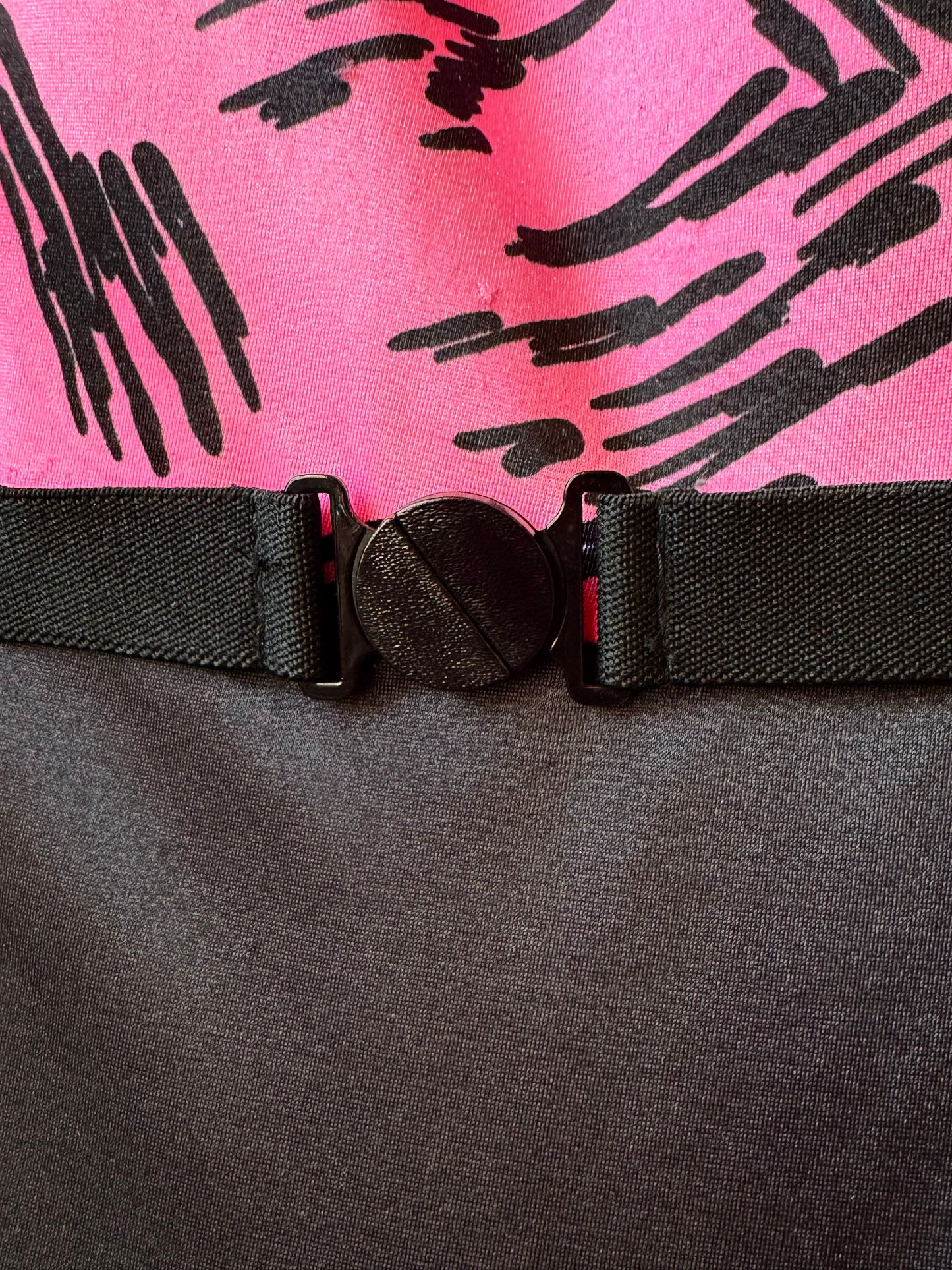 1980s Pink & Black Graphic One Piece Swimsuit
