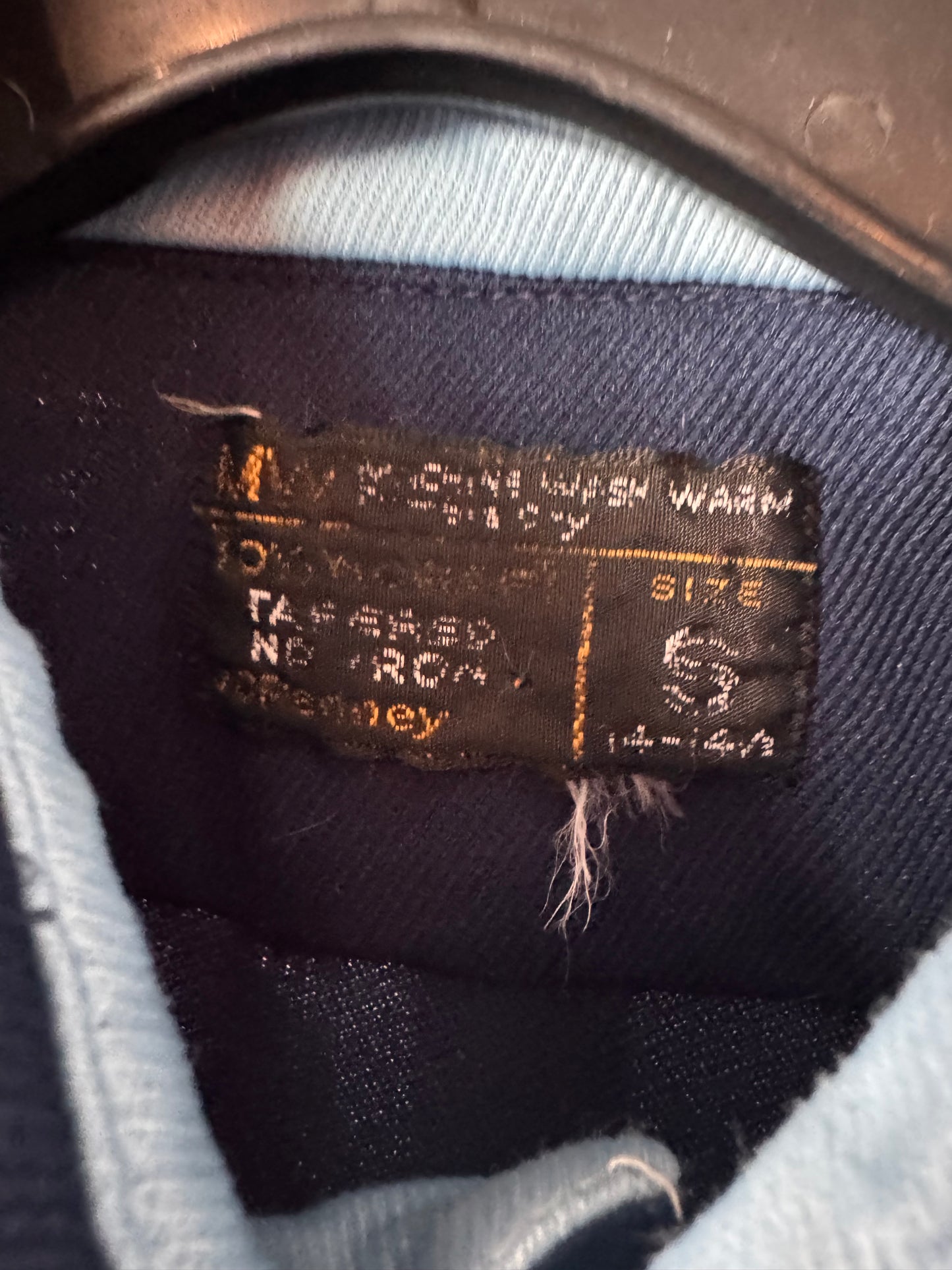 1970s Navy Blue Point Collar Button Up Shirt