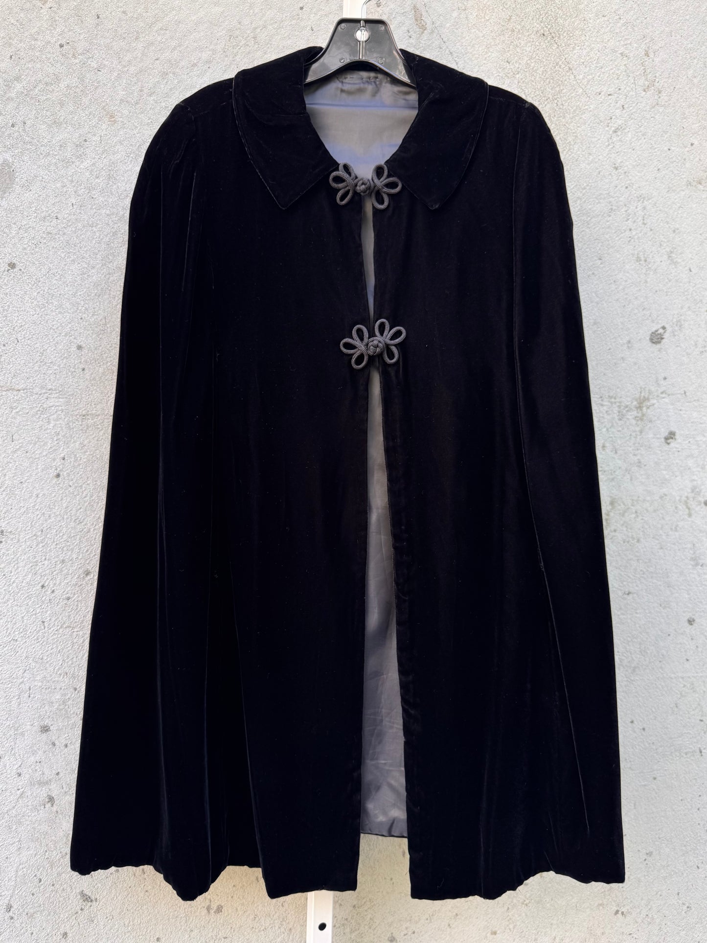 Black Velvet Cape with Knot Buttons