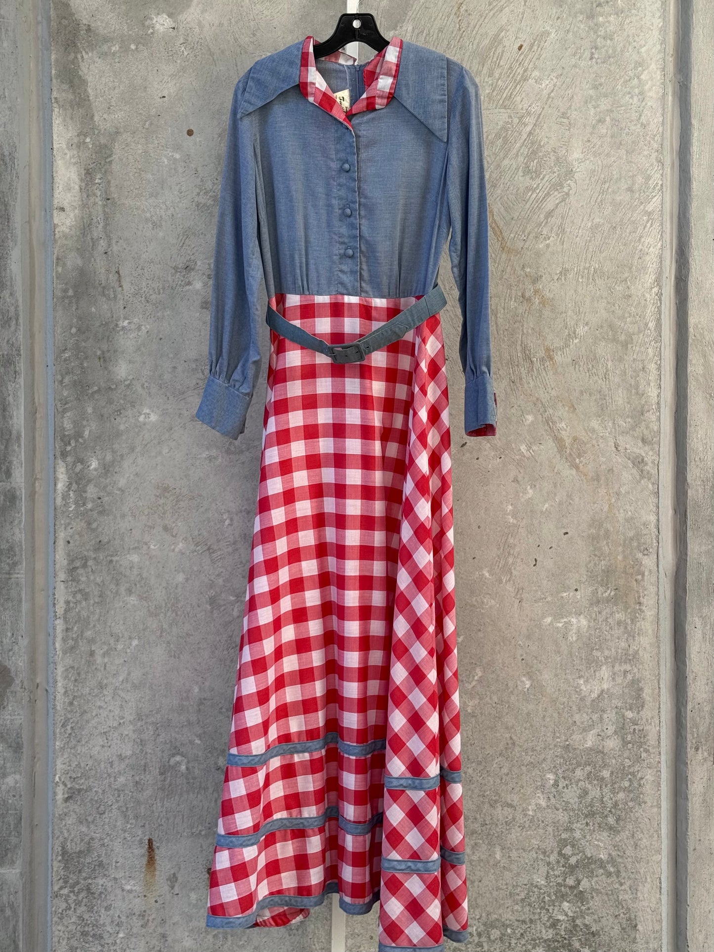 1970s Red, White, & Blue Gingham Dress