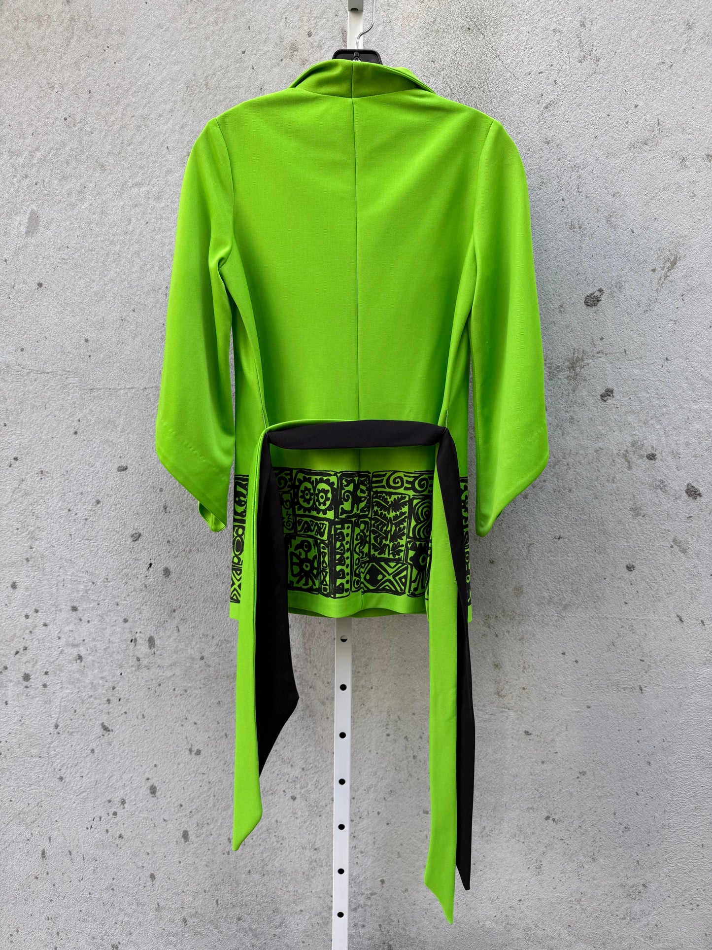 1970s Aztec-Inspired Green Top & Black Pants Set