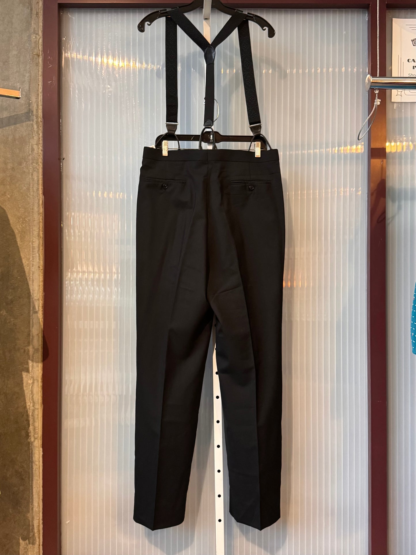 Black Tuxedo Pants w/ Detachable Silk Jacquard Pattered Suspenders