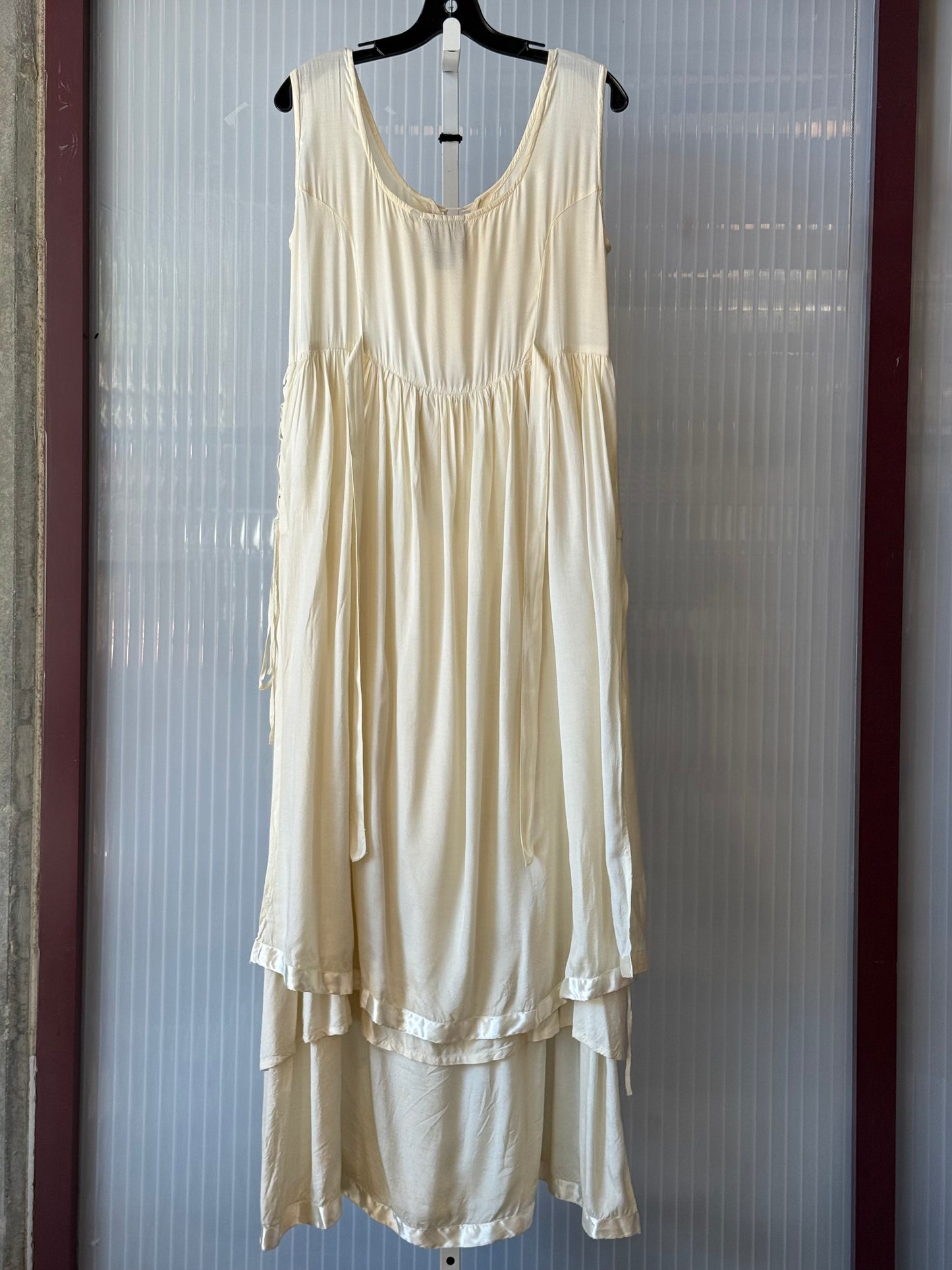 2000s Cream Cotton Lace Front Fairy Maxi Dress