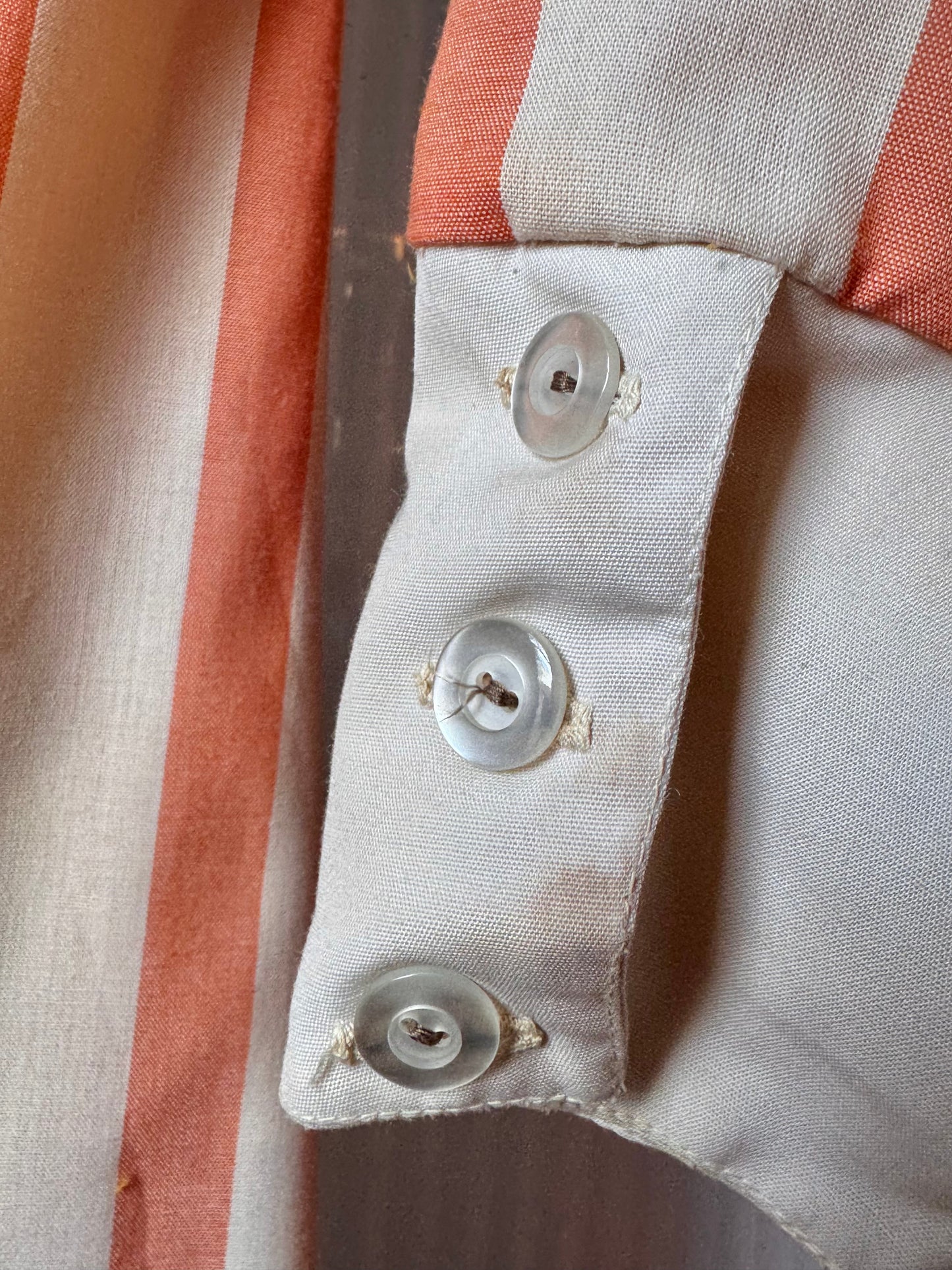 1970s Salmon Pink & White Striped Dress