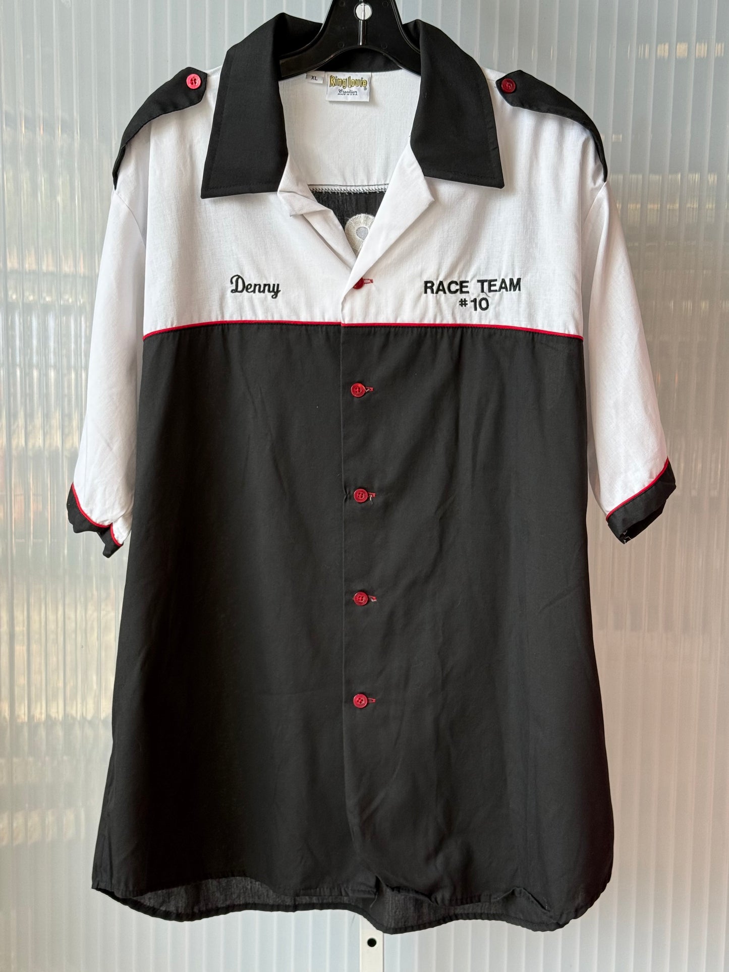1980s Black & White Race Team Button-Up Shirt