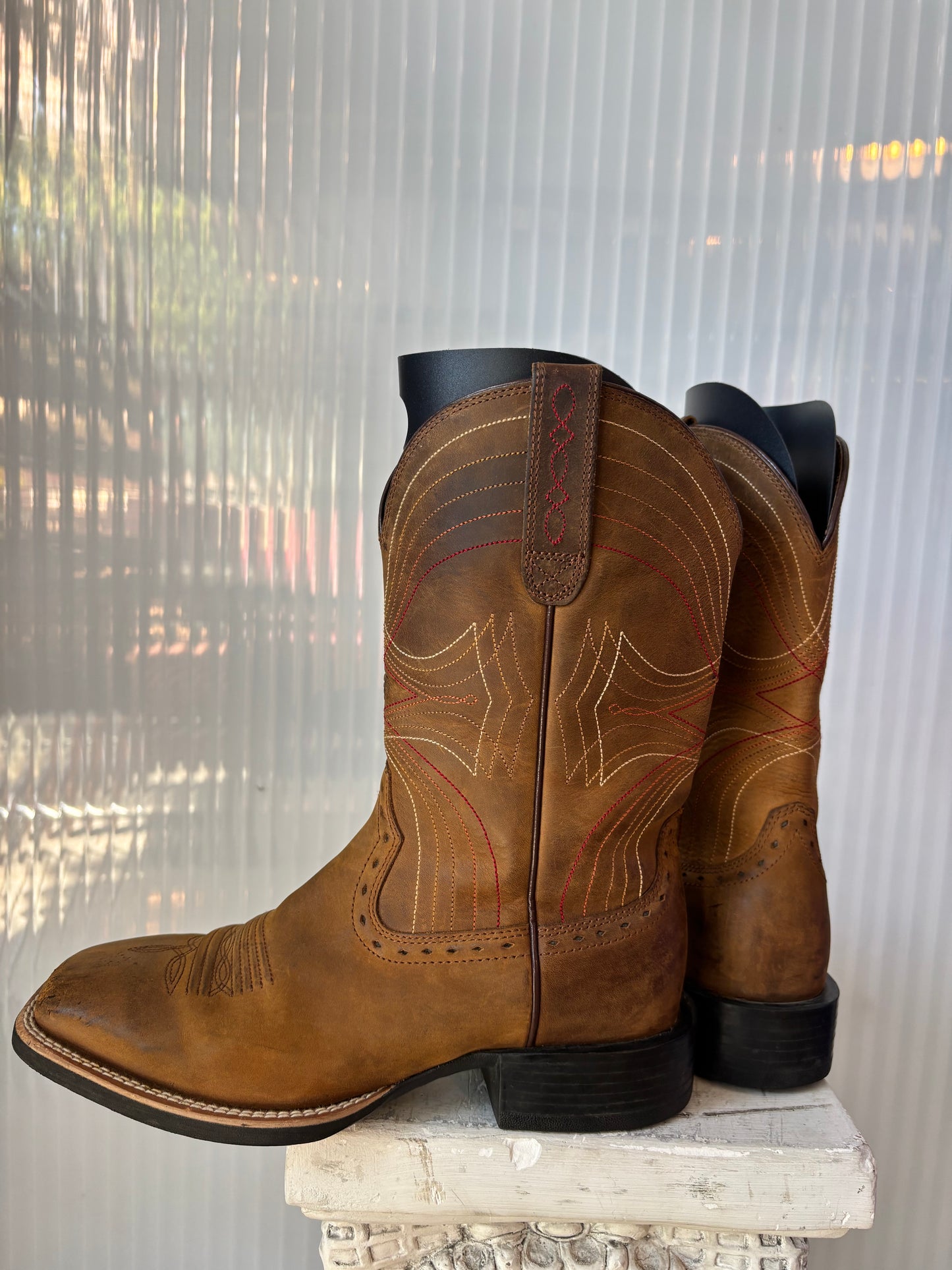 Ariat Brown Leather Square Toe Boots 7D