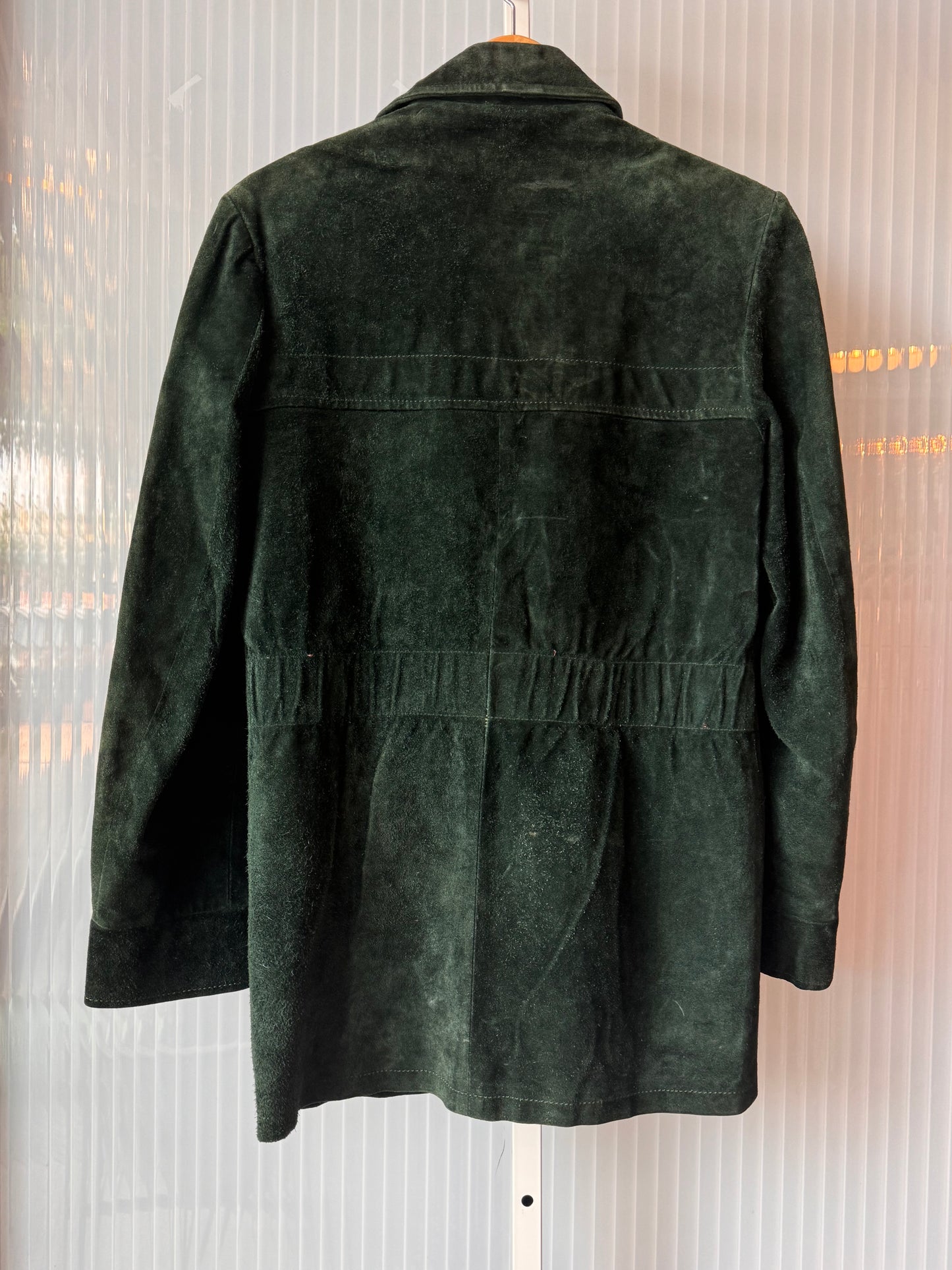 1970s Dark Green Suede Snap-Up Jacket