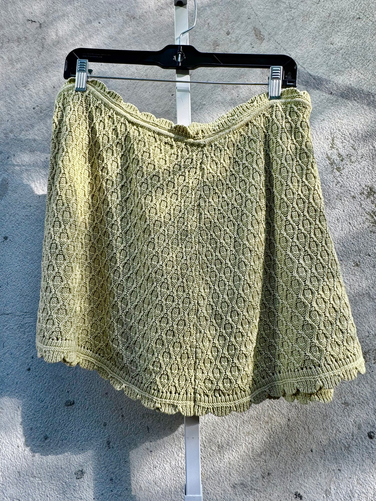 1970s Pistachio Green Crochet Wrap Skirt