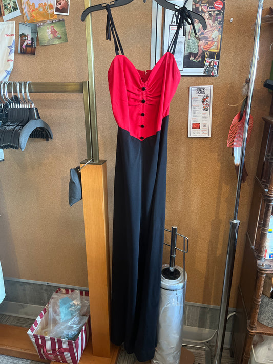 1970s Foxy Lady Red & Black Dress