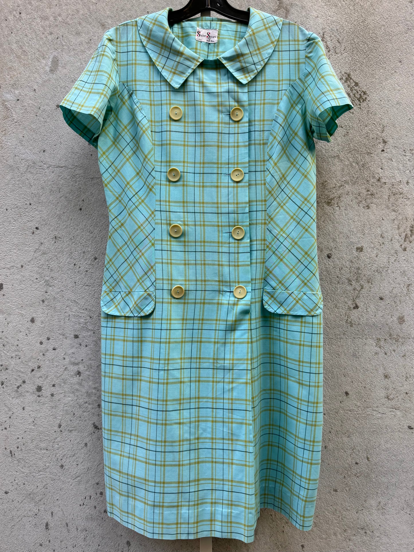 1960s Green & Blue Tartan Dress