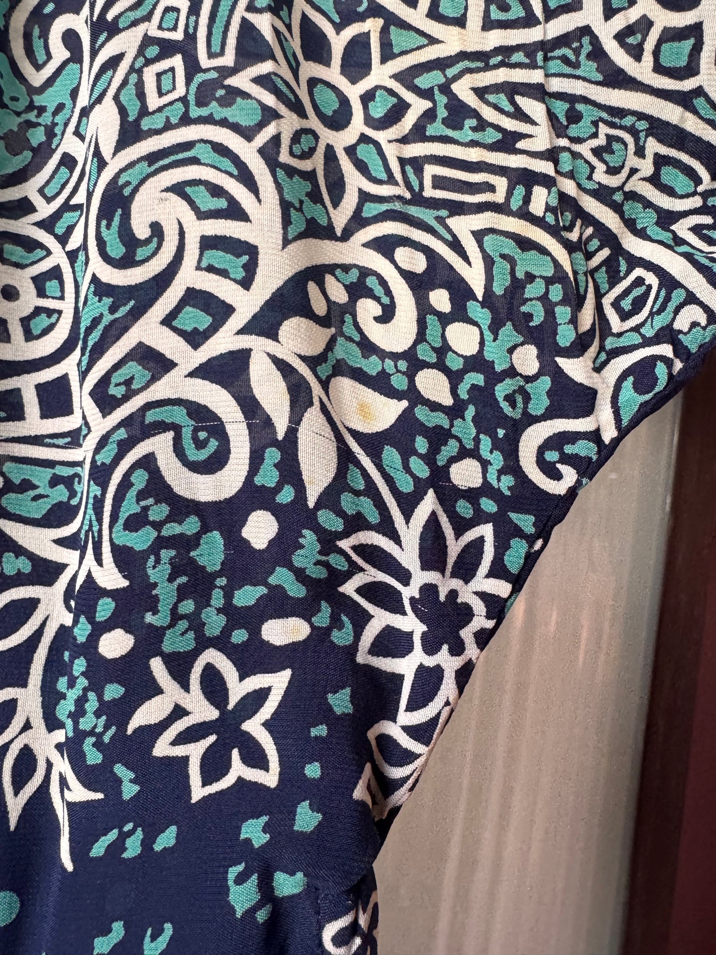 1940s Blue Floral Dress
