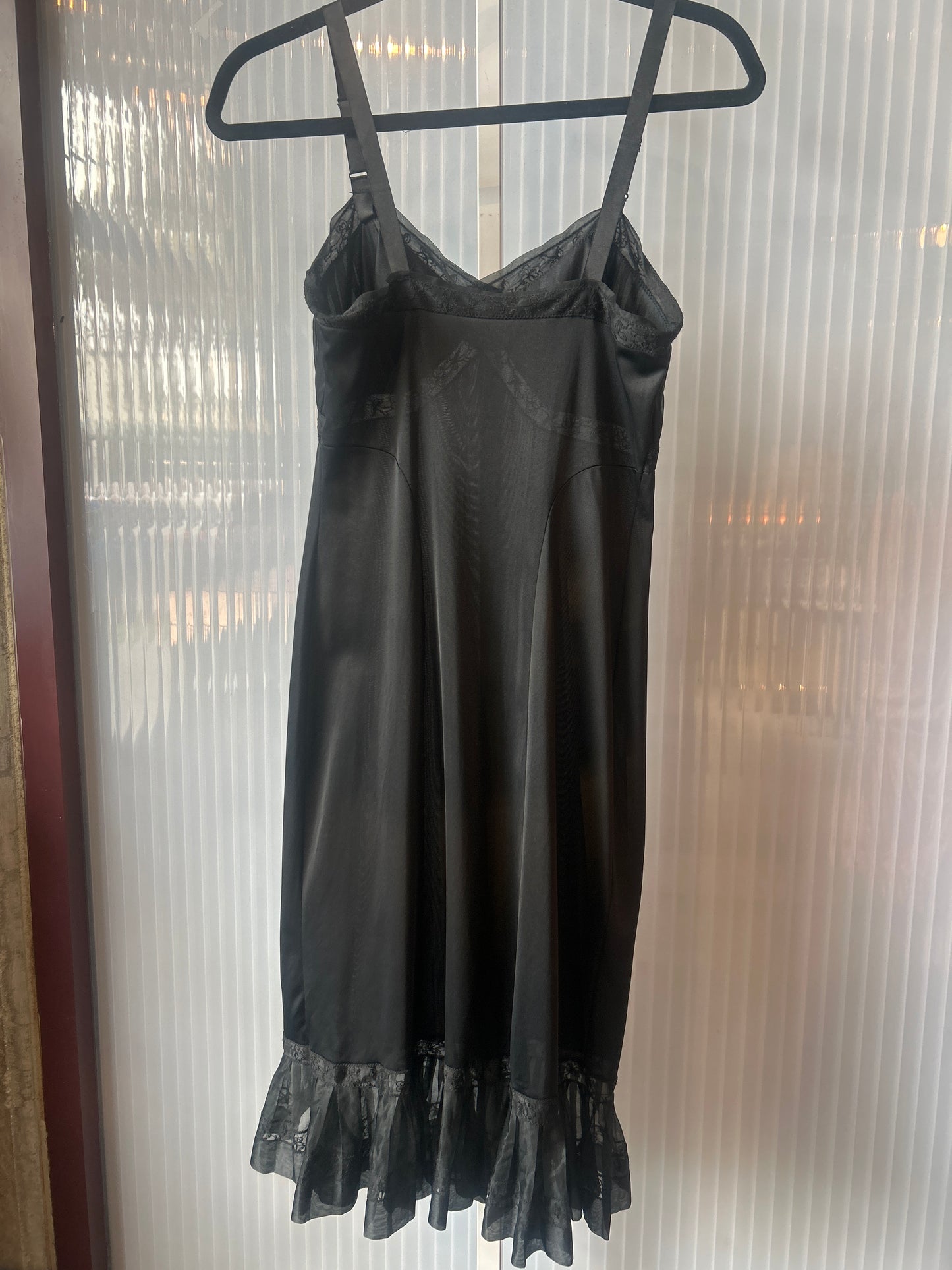 1950s Black Slip with Ruffles