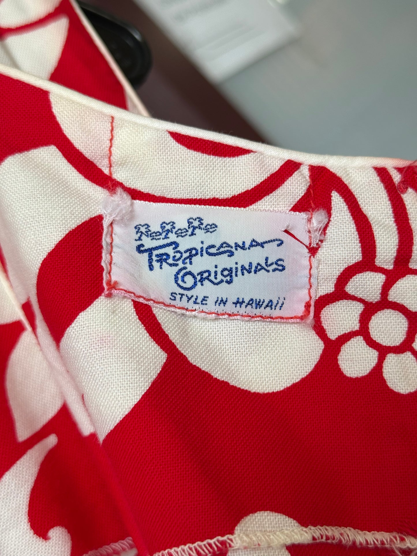 1960s Hawaiian Red & White Mod Dress