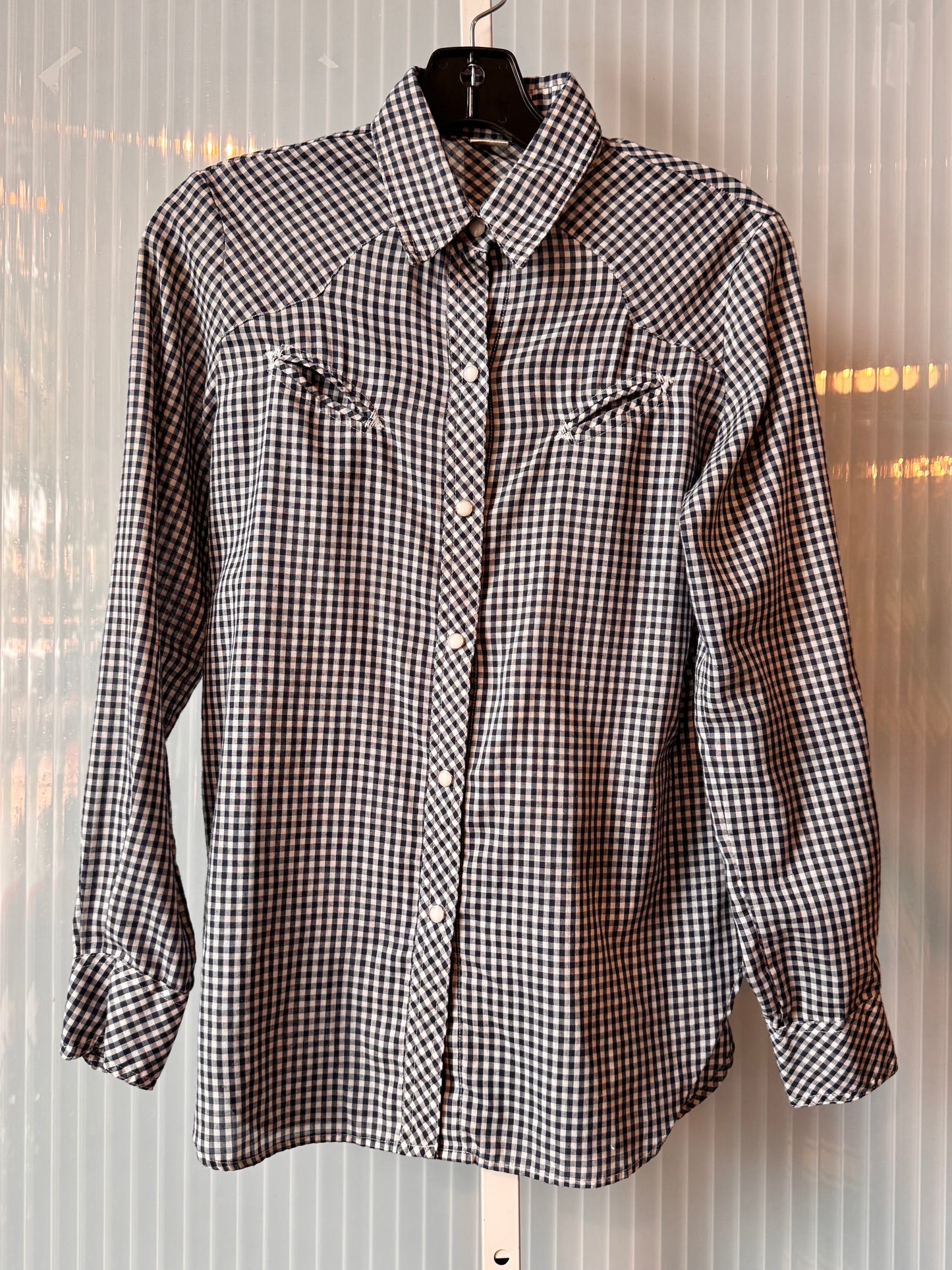 Levi's Blue and White Checked Western Button up