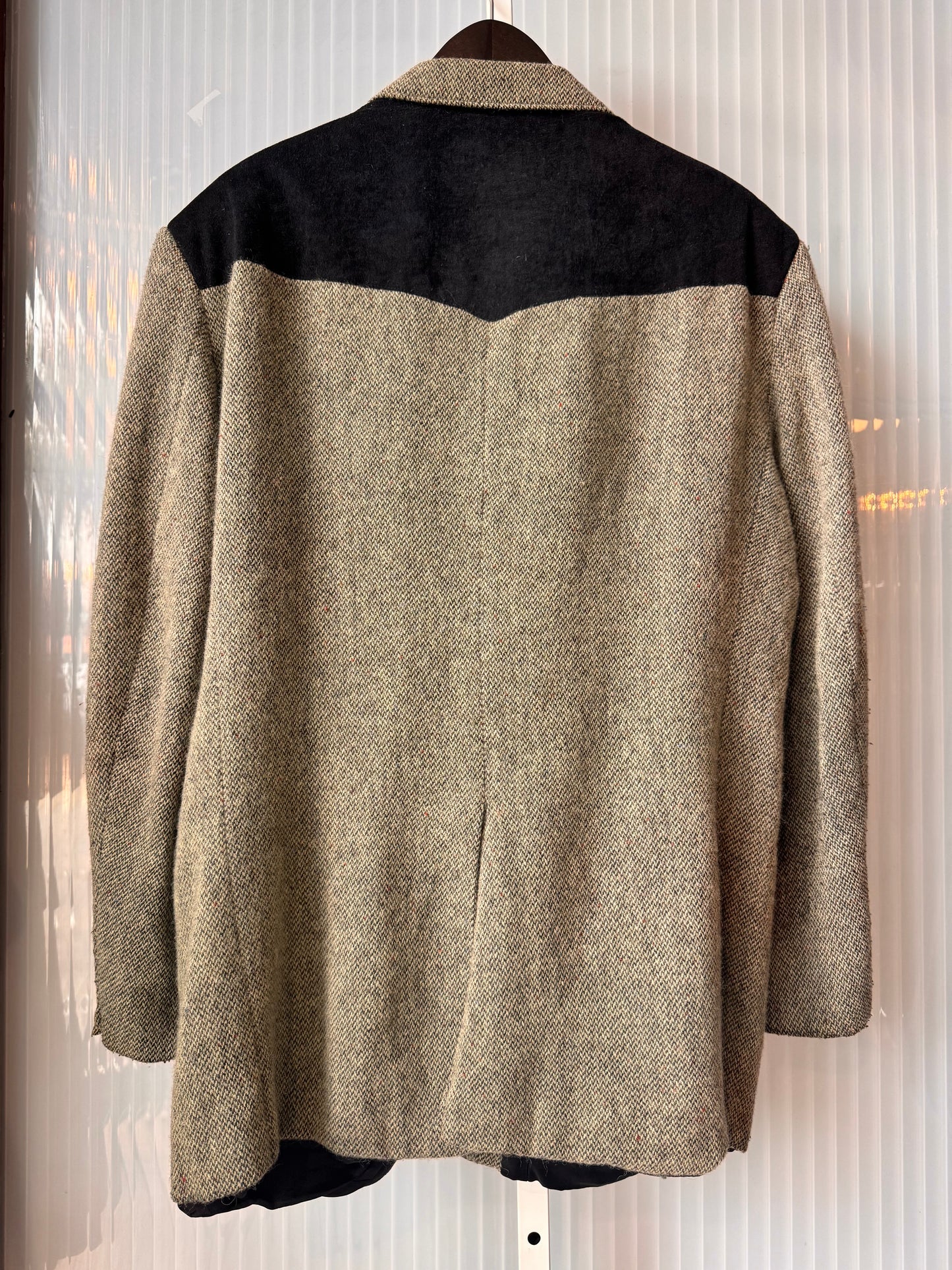 Western Style Grey Speckled Tweed Blazer