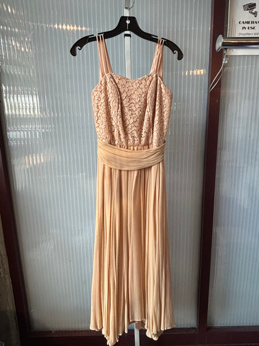 1950s Blush Lace & Accordion Pleat Dress