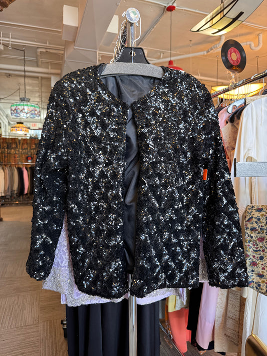 1990s Black Sequin Cardigan