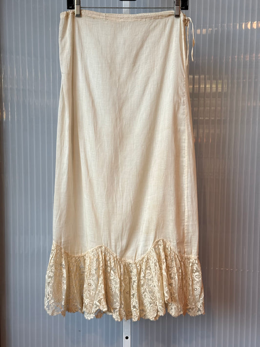Victorian Cream Skirt Slip w/ Lace Bottom