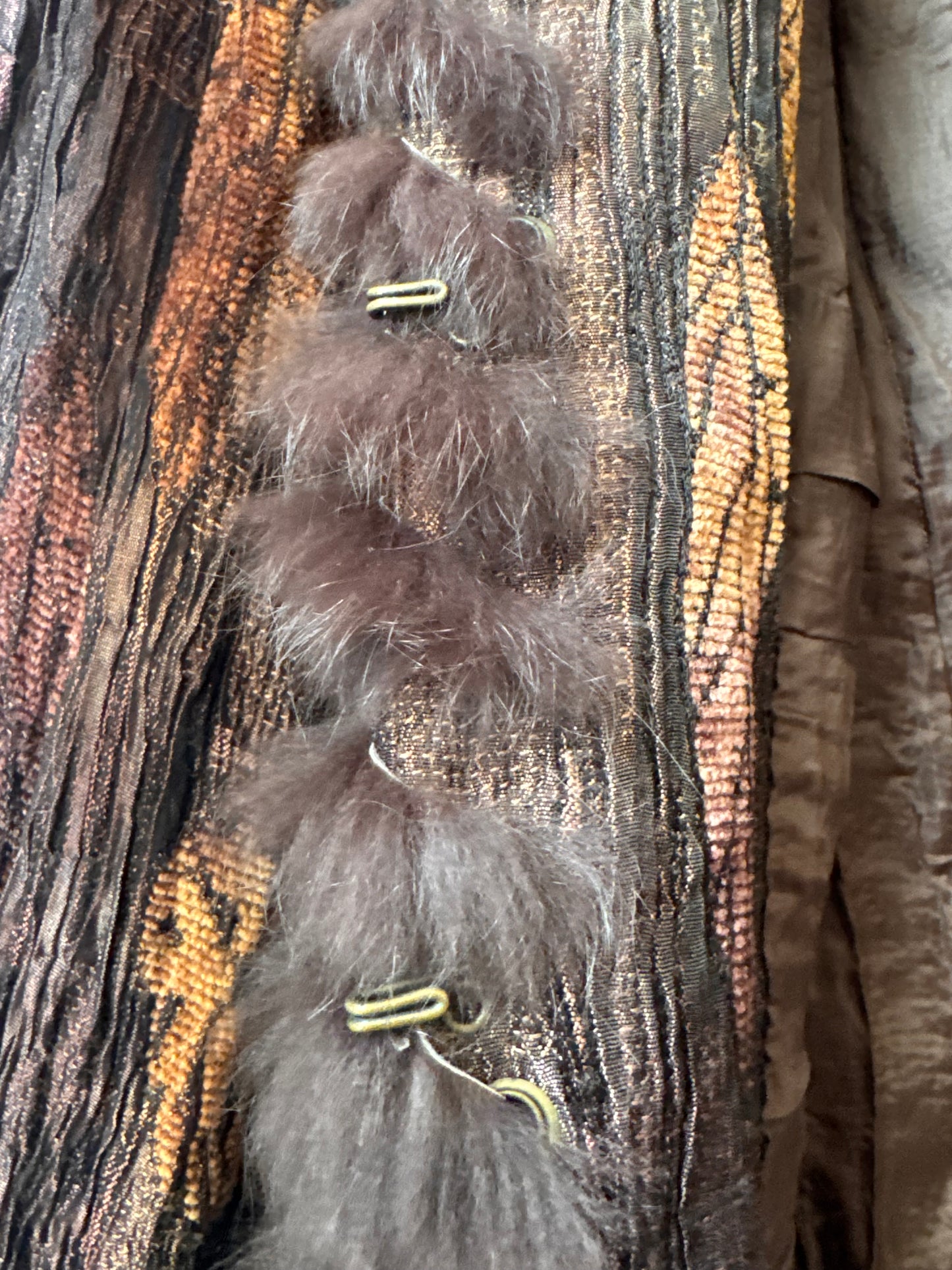 Y2K Brown Cardigan with Faux-Fur Adornments