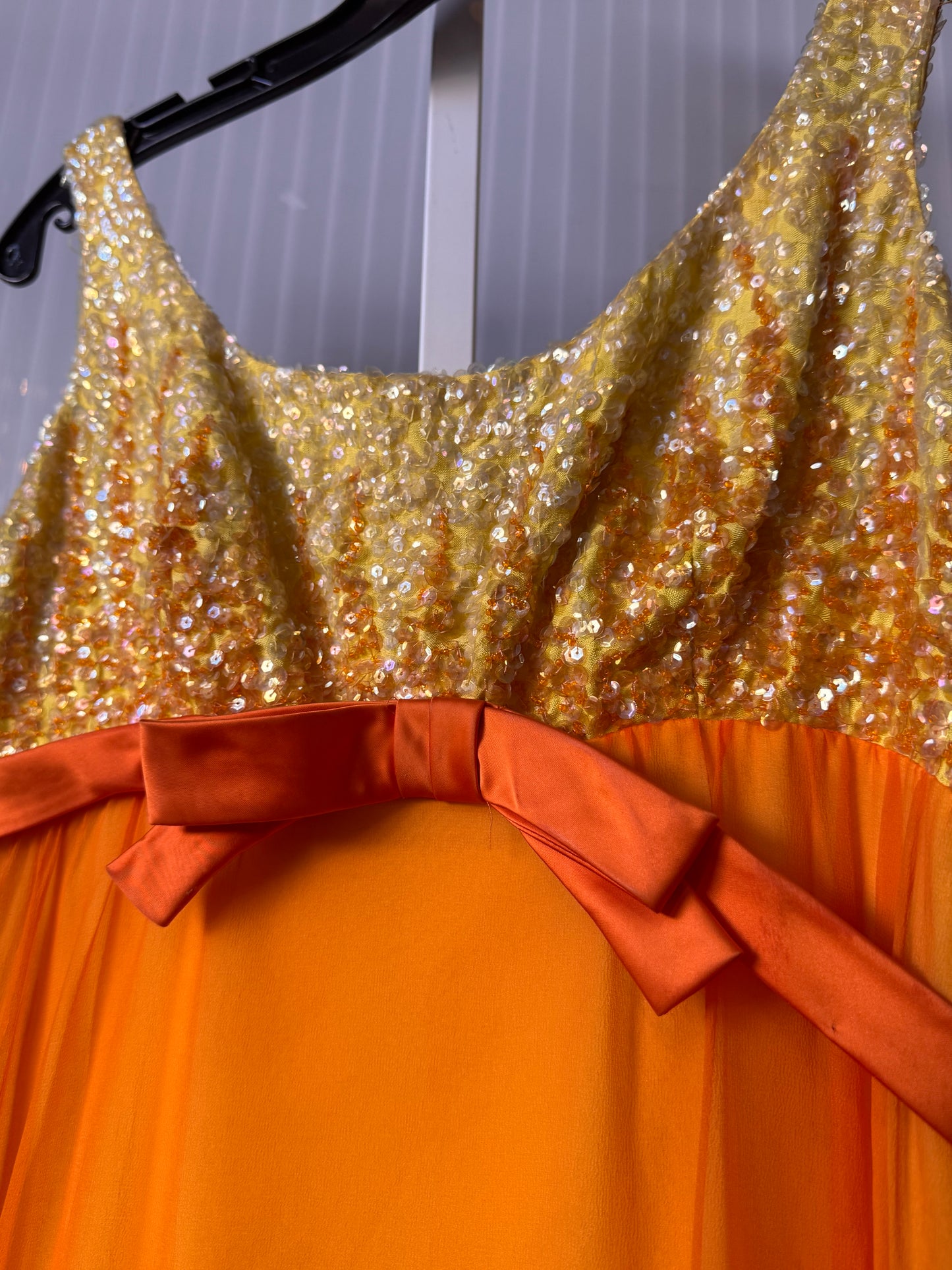 1960s Sherbet Orange Empire-Waist Dress