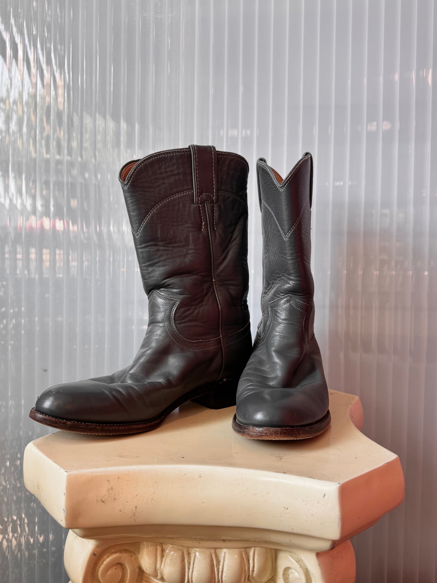 Justin Gray Leather Western Boots