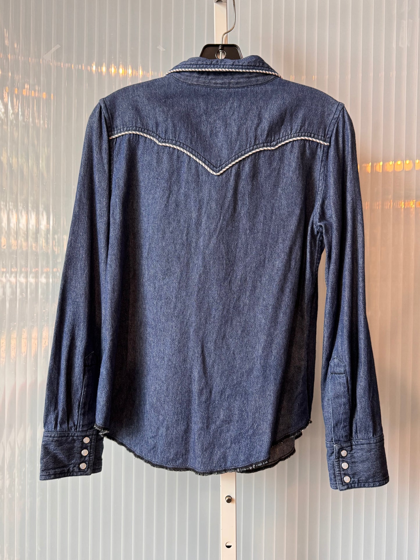 2010s Pearl-Snap Blue Denim Western Button up