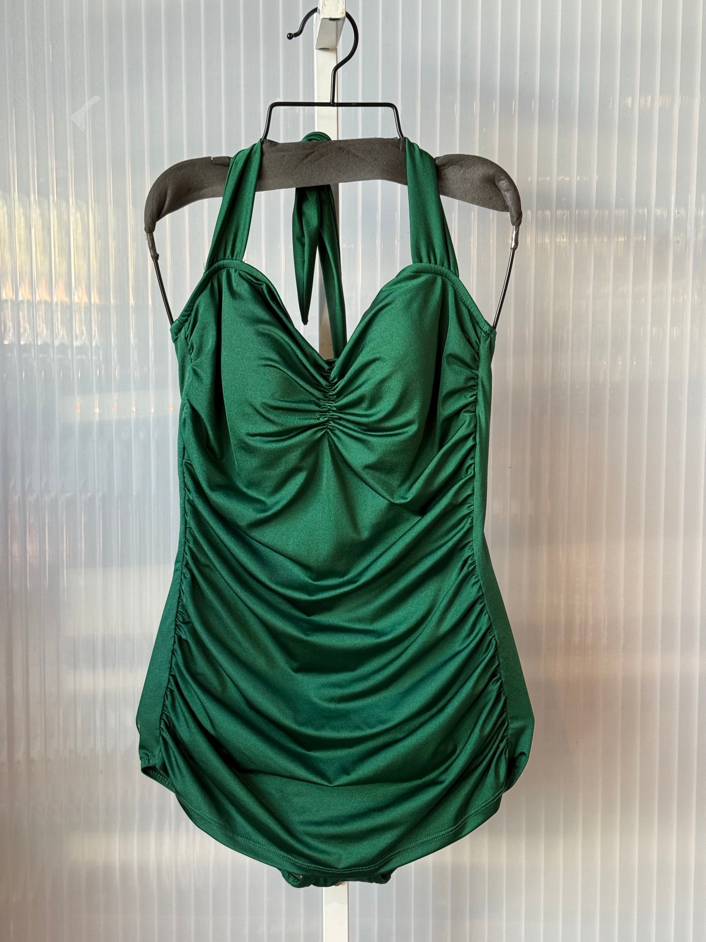 1990s-Does 1940s Esther Williams Emerald One-Piece Swimsuit