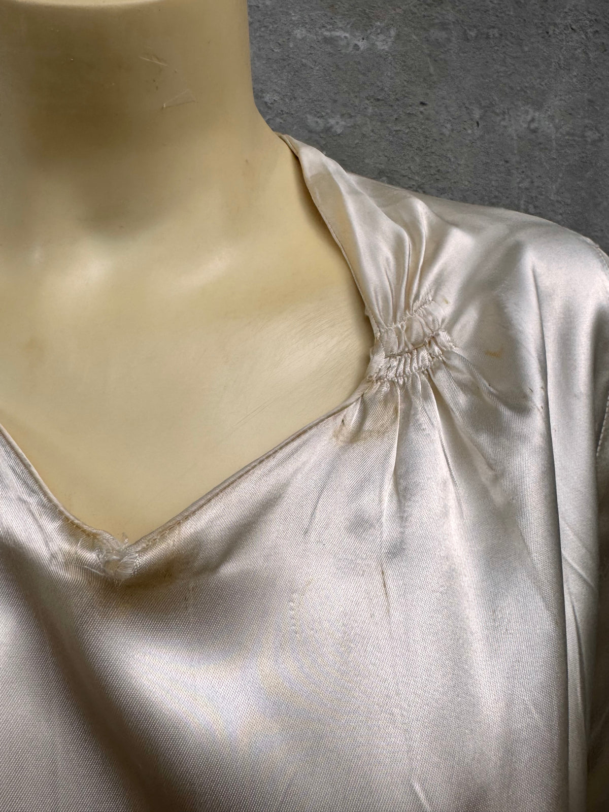 1940s Cream Liquid Satin Bias-Cut Wedding Dress