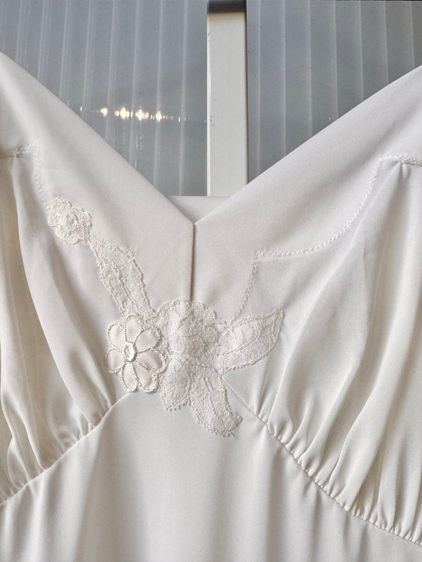 1970s Deadstock NWT White Embroidered Slip