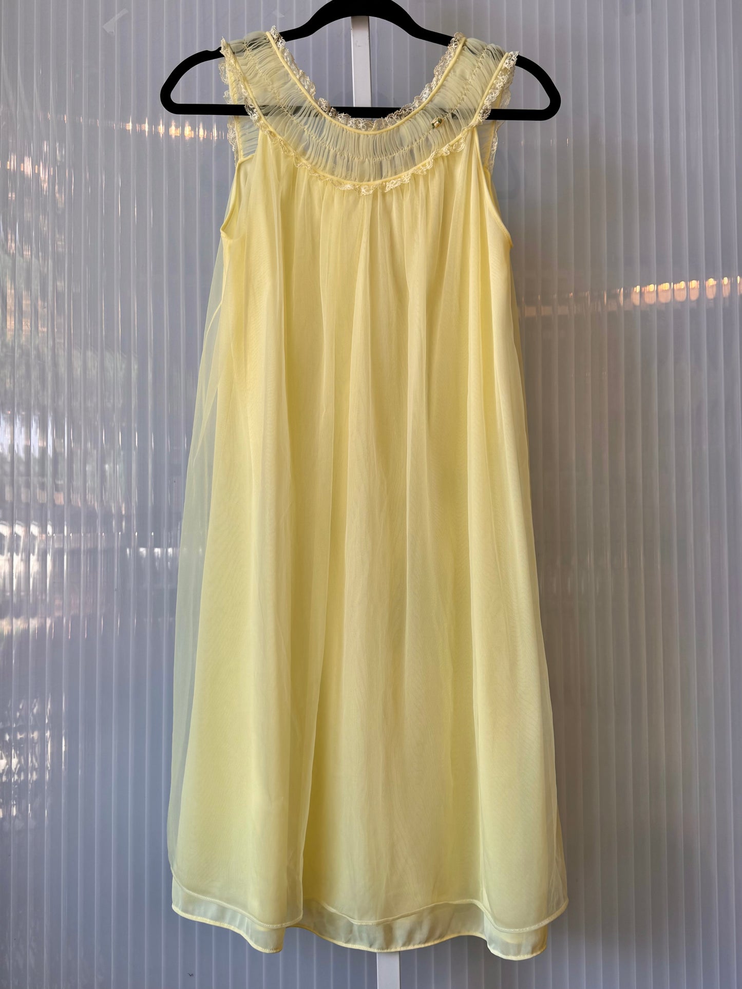 1960s Smocked Yellow Babydoll Nightgown