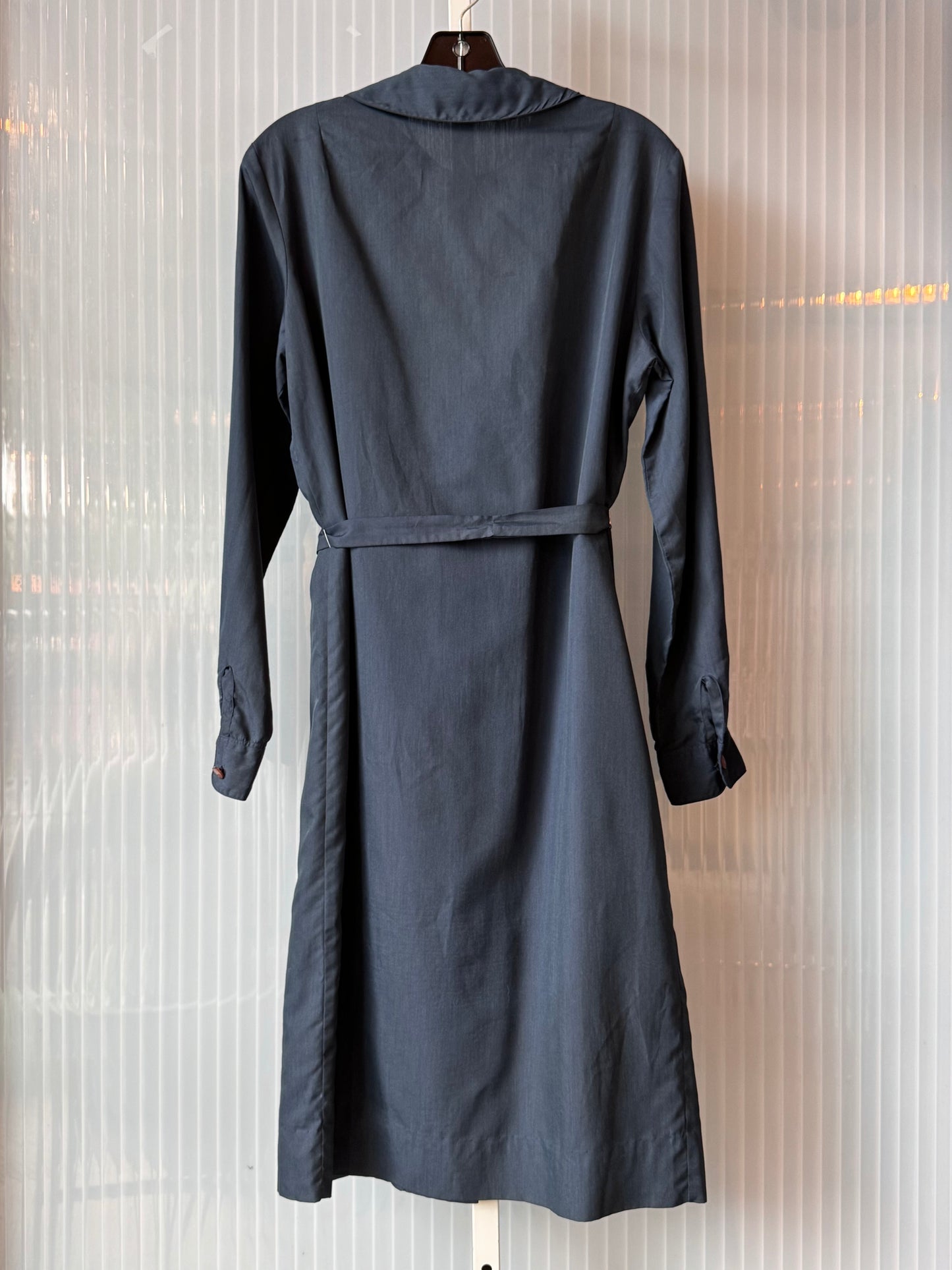 1960s Navy Blue Pintuck Button-Up Shift Dress