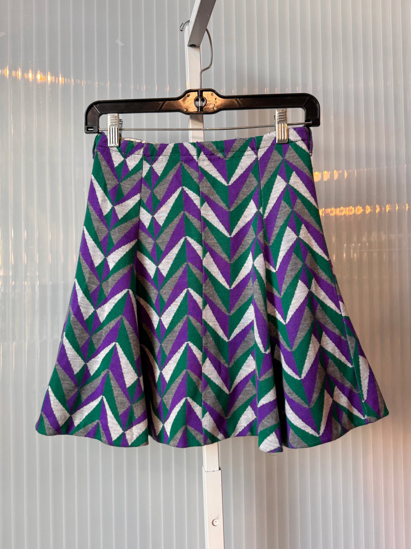1970s Purple, Green, White, & Gray Skirt