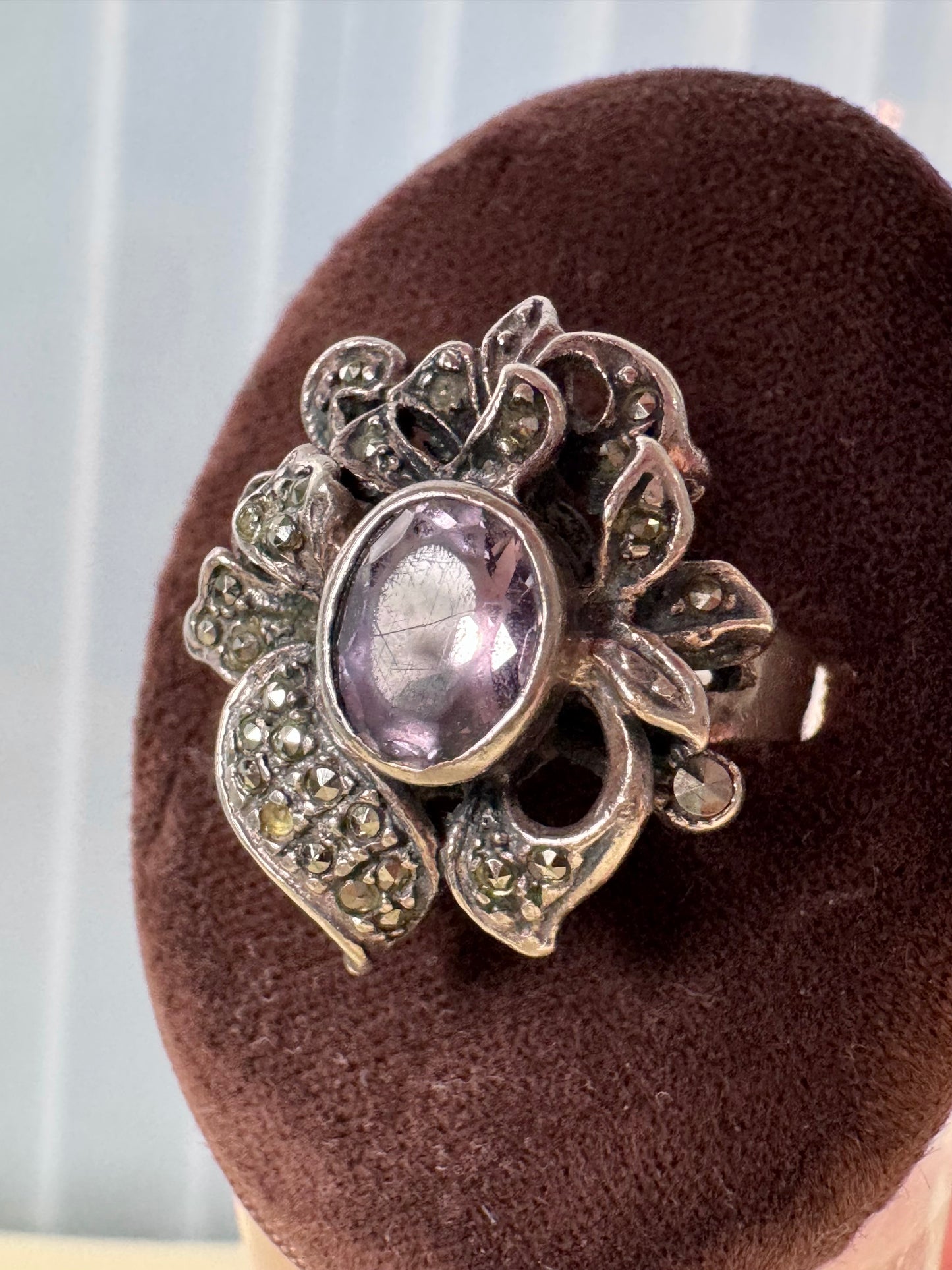 1980s does Art Nouveau Purple Amethyst Sterling Silver Ring