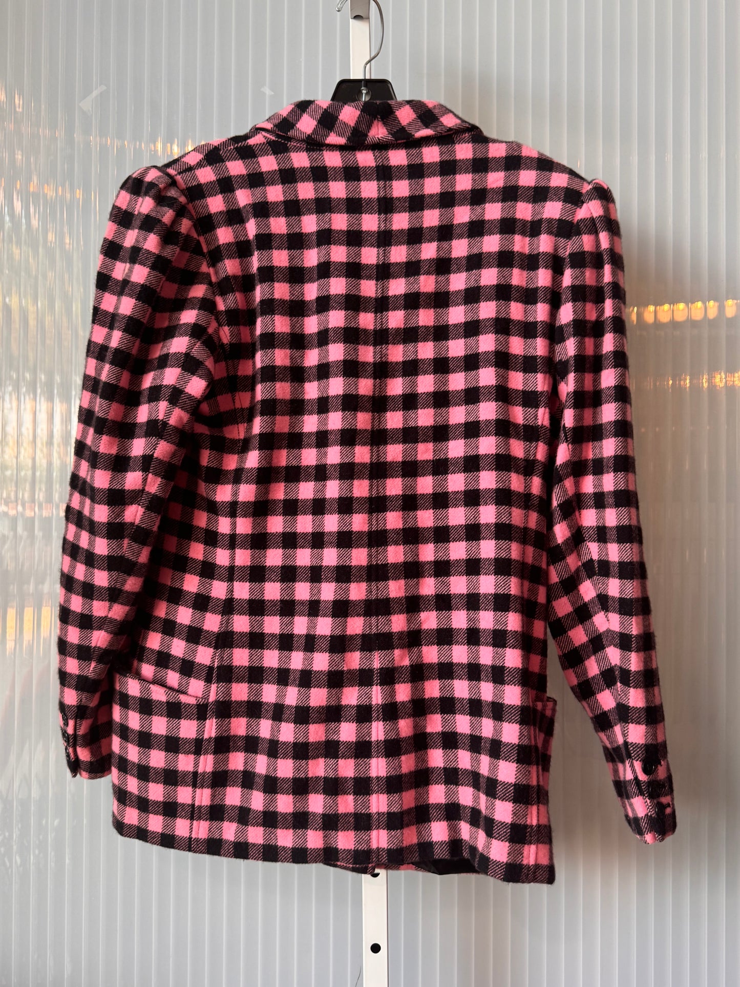 1990s Pink & Black Gingham Double-Breasted Blazer