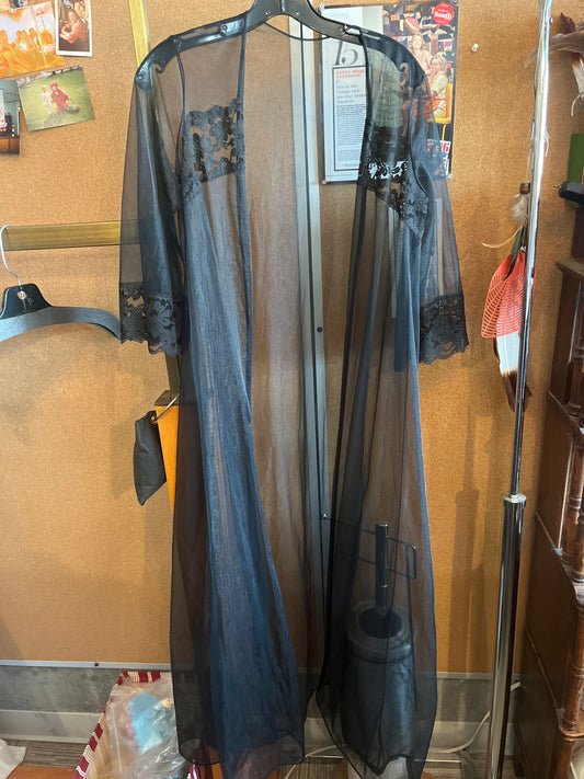 1960s Black Peignoir
