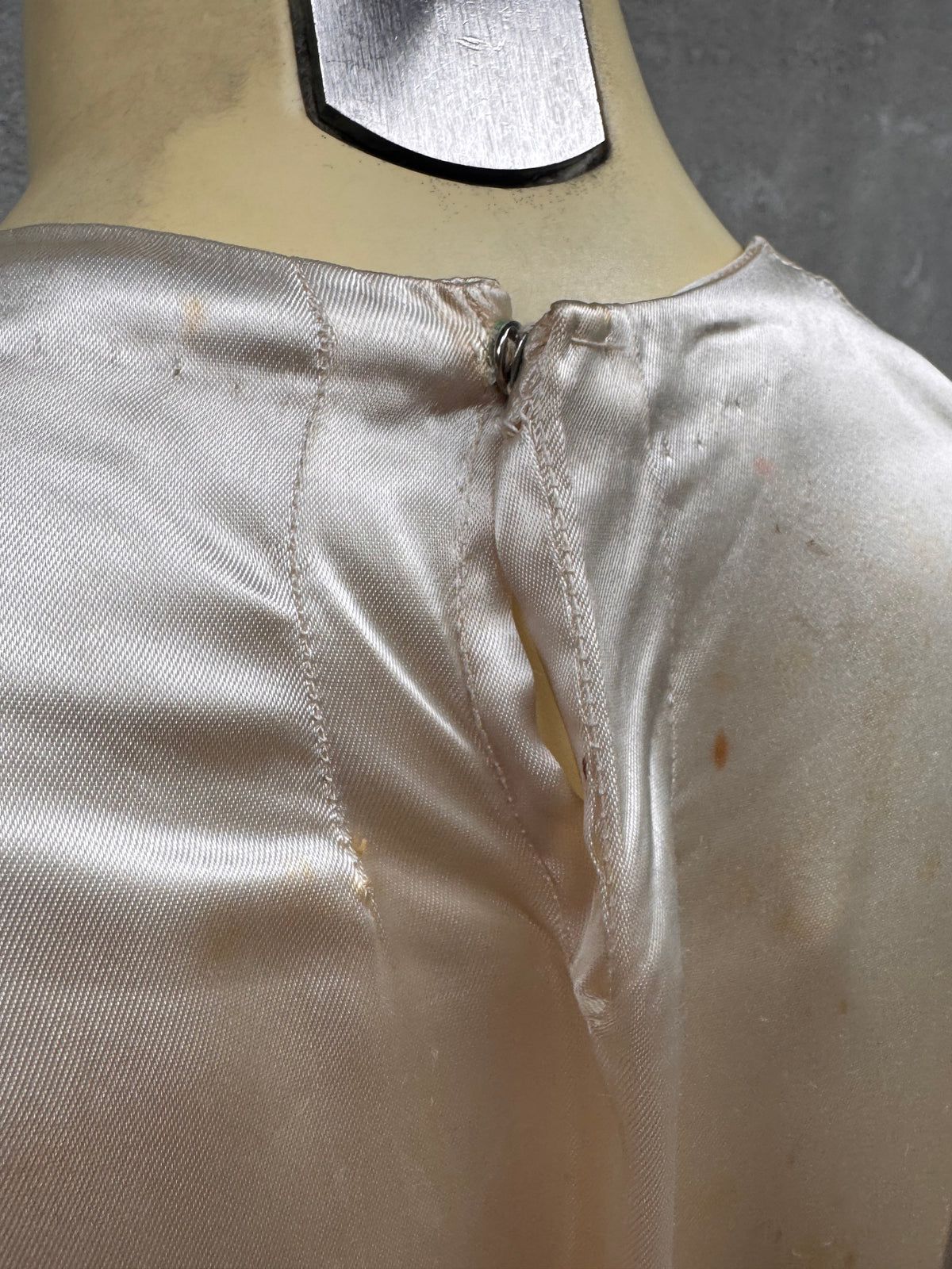 1940s Cream Liquid Satin Bias-Cut Wedding Dress