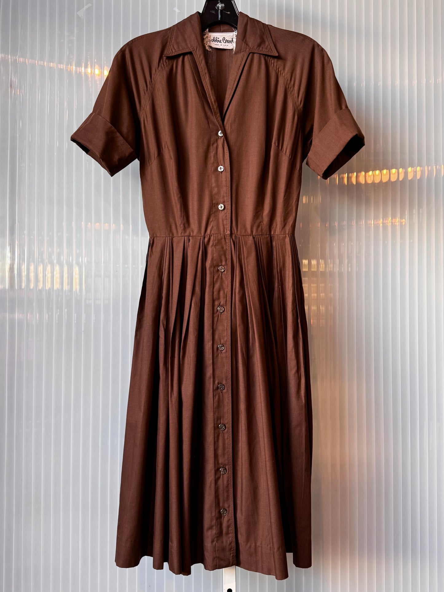 1960s Bobbie Brooks Brown Shirtwaist Dress