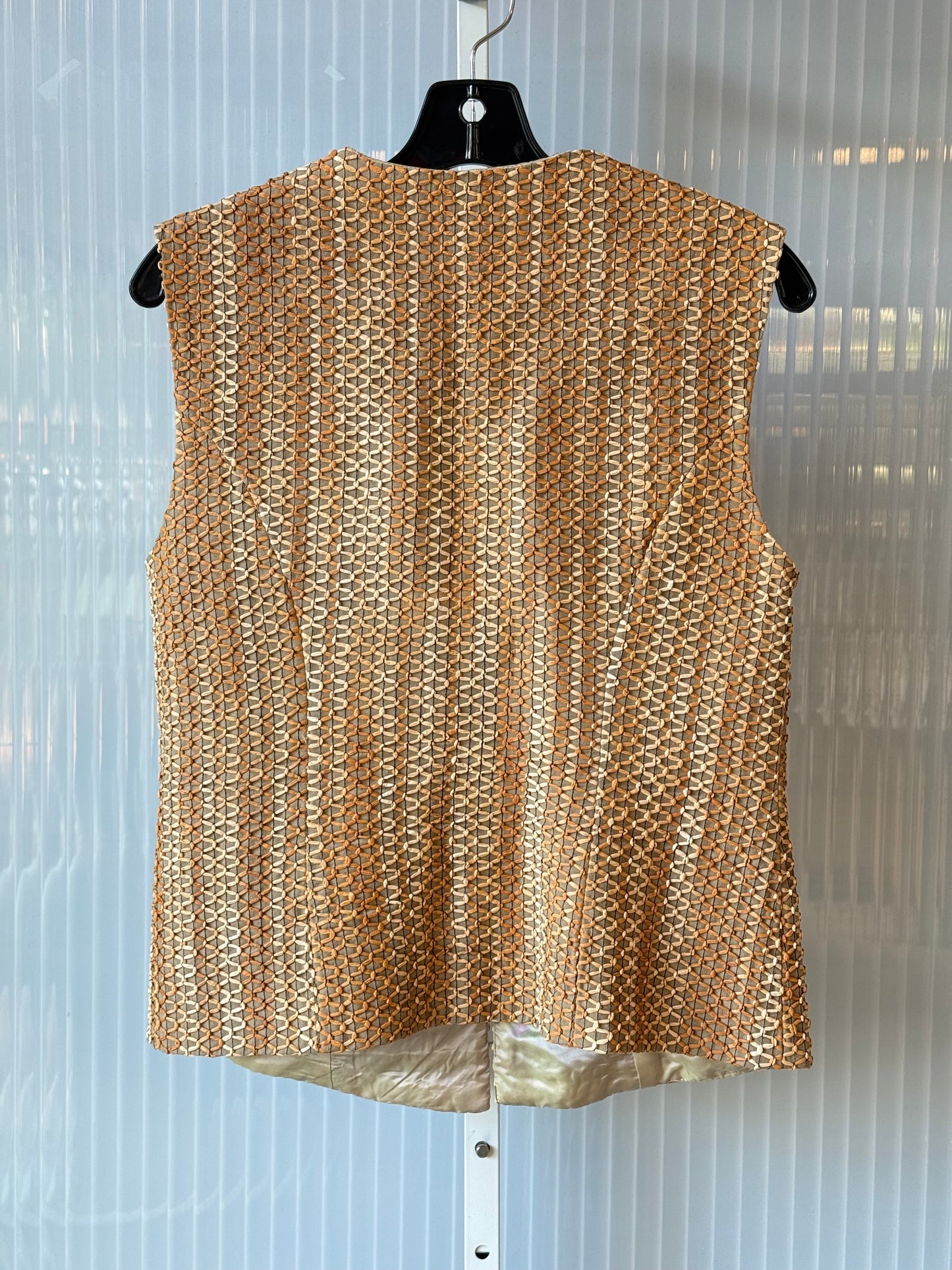 1970s Cream Raffia Basketweave Vest