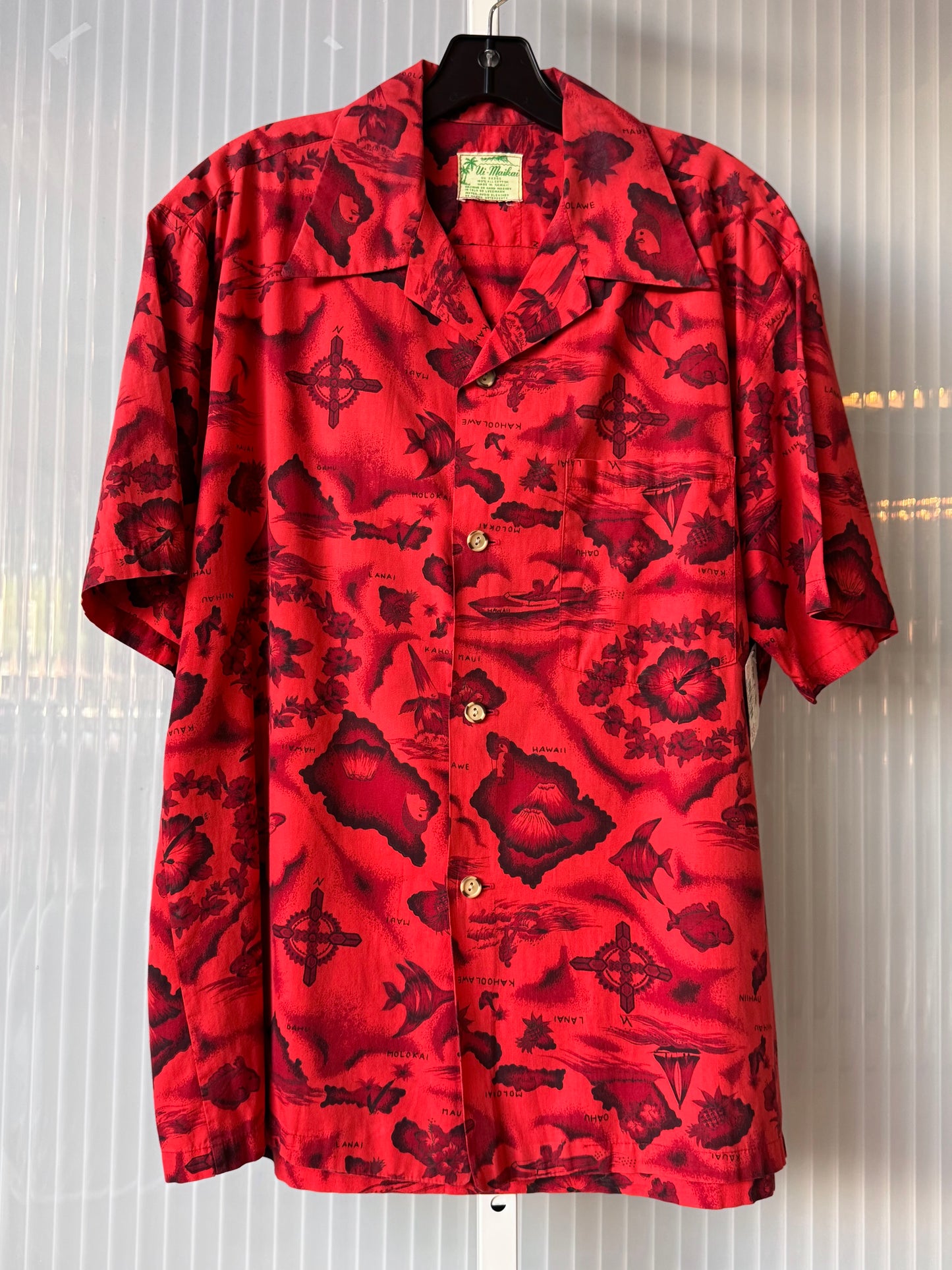 1960s Ui-Maikai Red Hawaiian Shirt