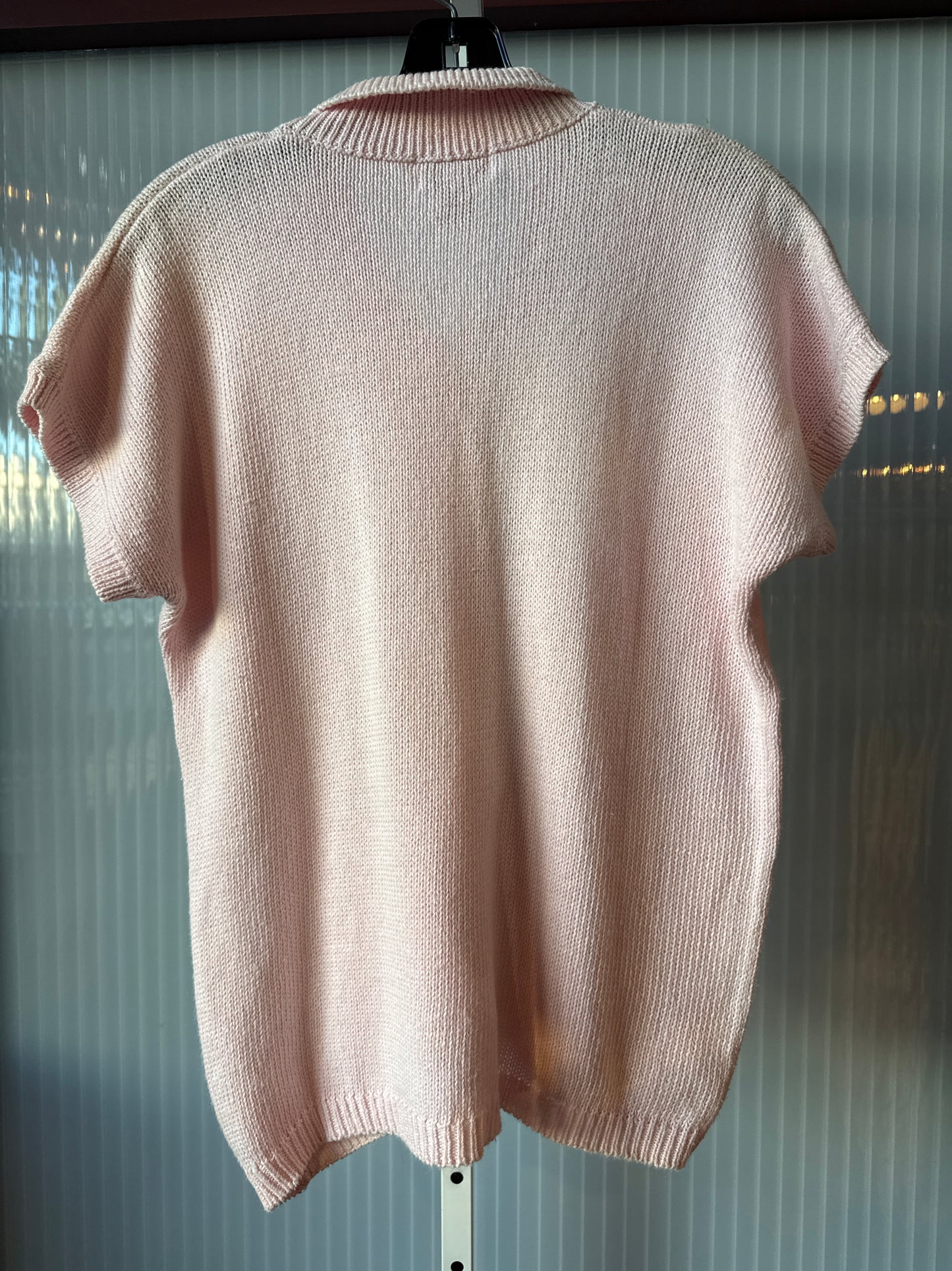 1980s Pink 3/4 Button-Up Short Sleeve Knitted Sweater