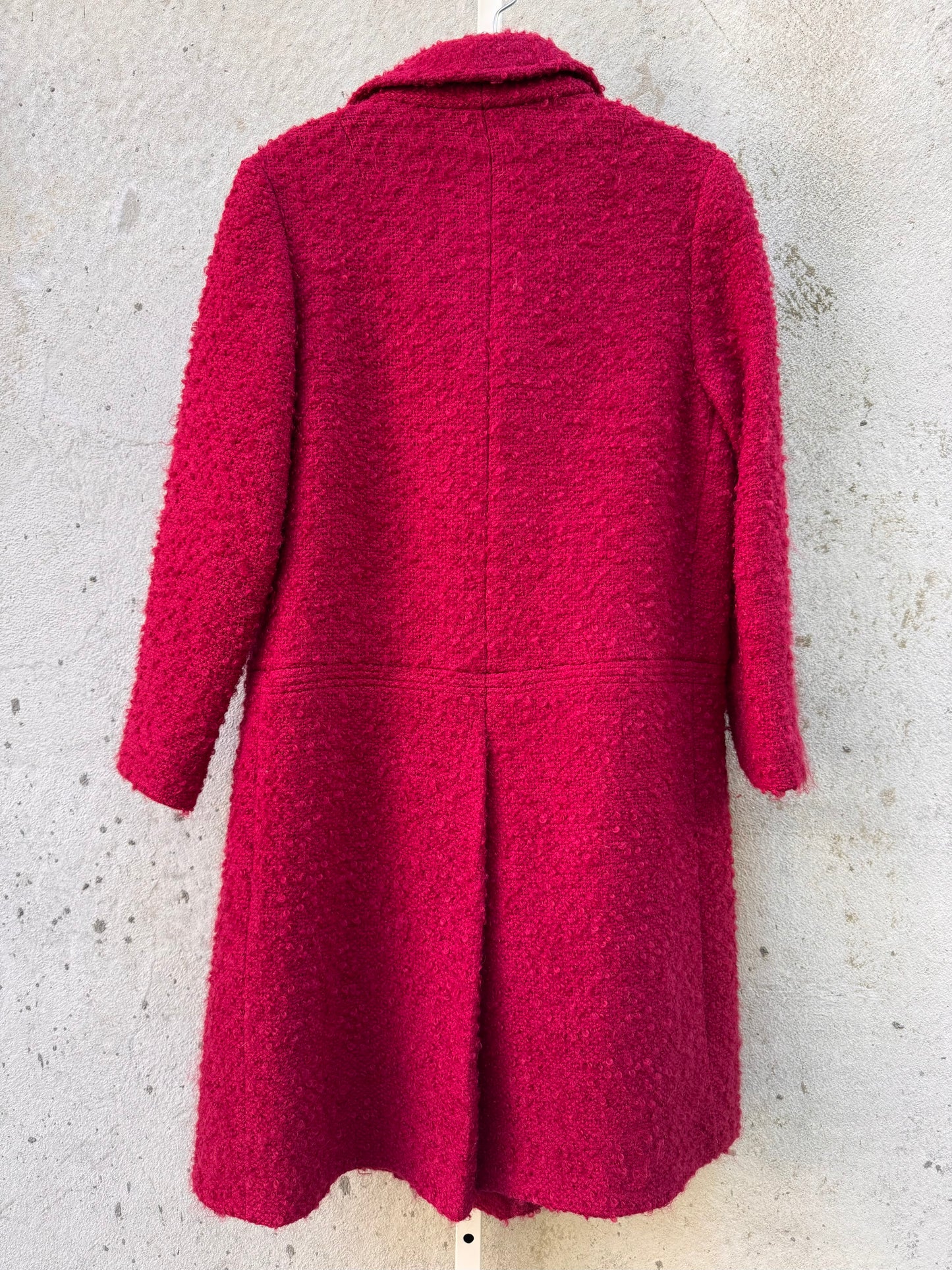 Fuschia Tweed Coat with Notched Lapel