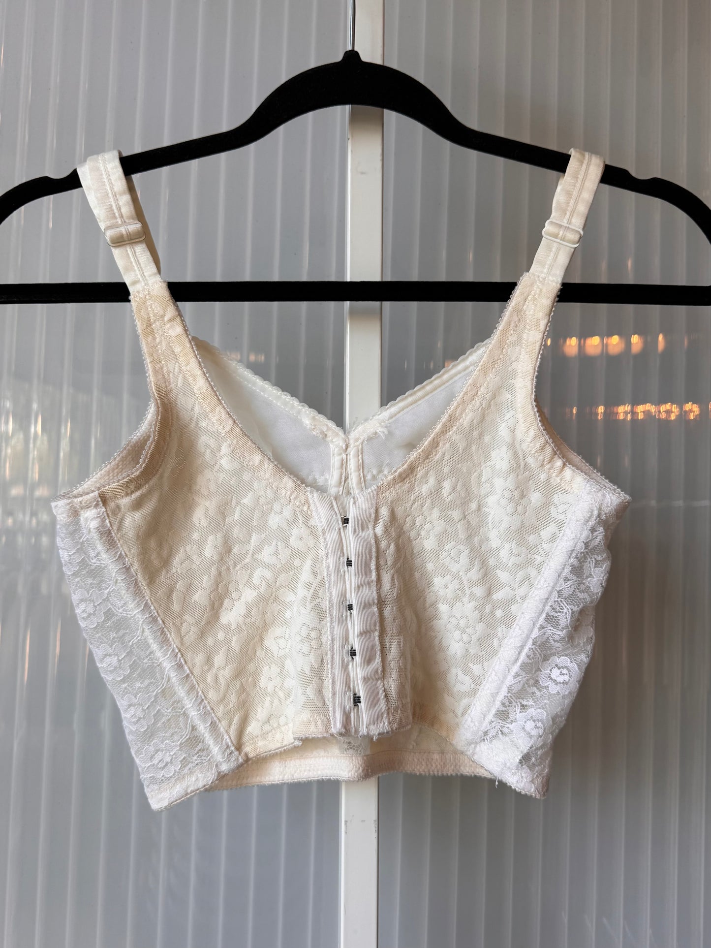 1960s Sheer White Lace Longline Bra