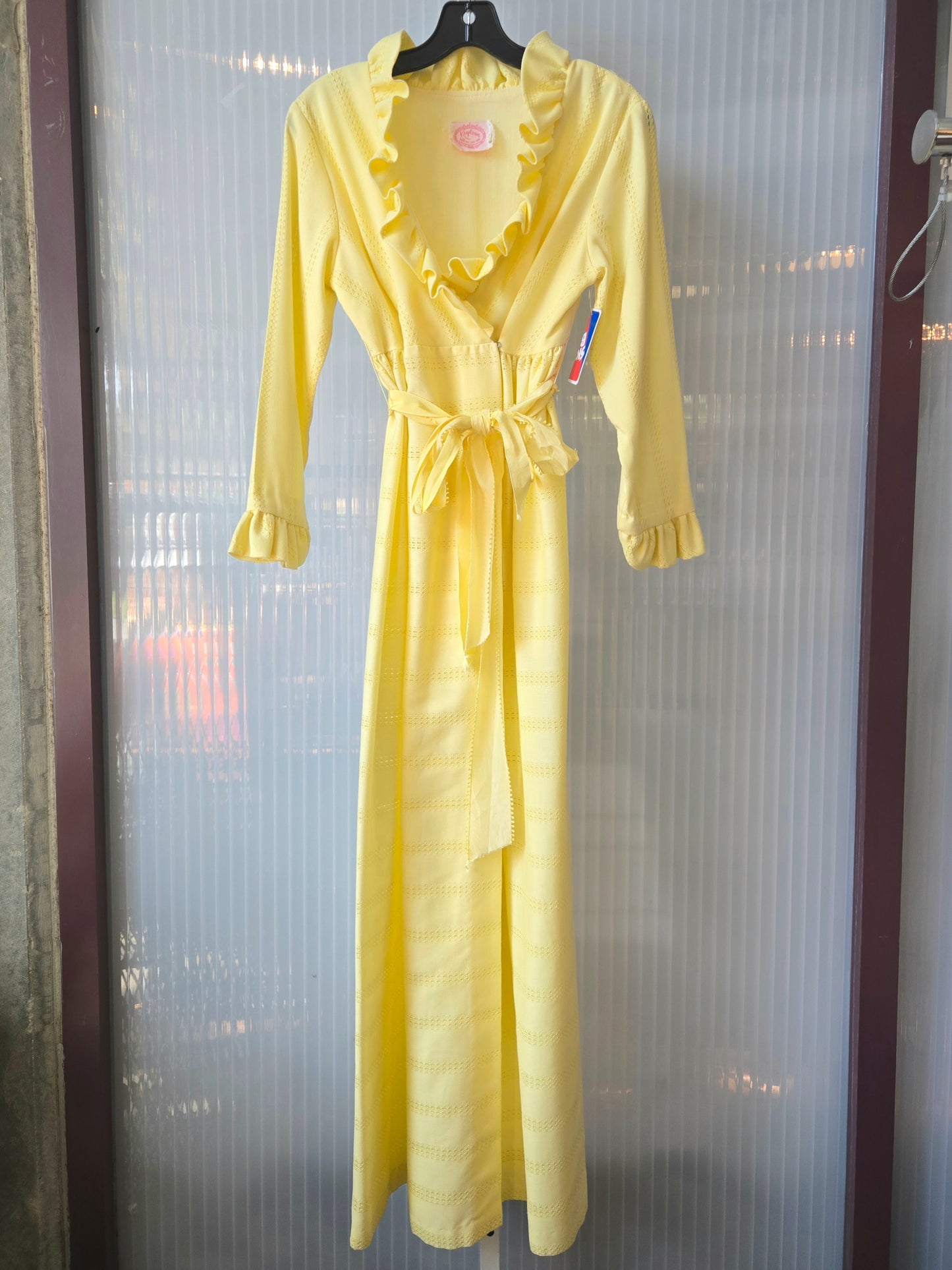 1960s Yellow Ruffle Long Robe