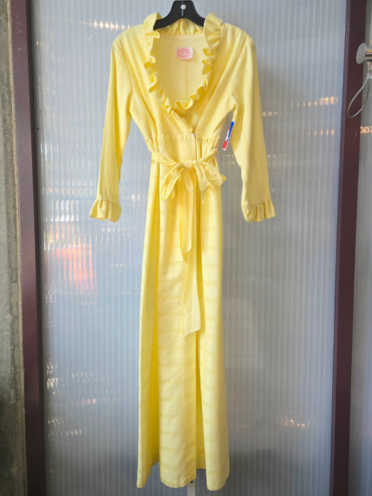 1960s Yellow Ruffle Long Robe