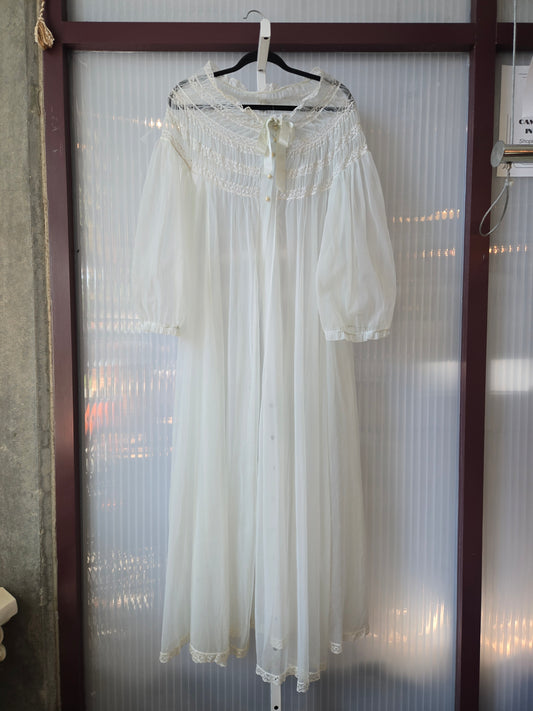 1950s Light Blue Sheer Long Peignoir